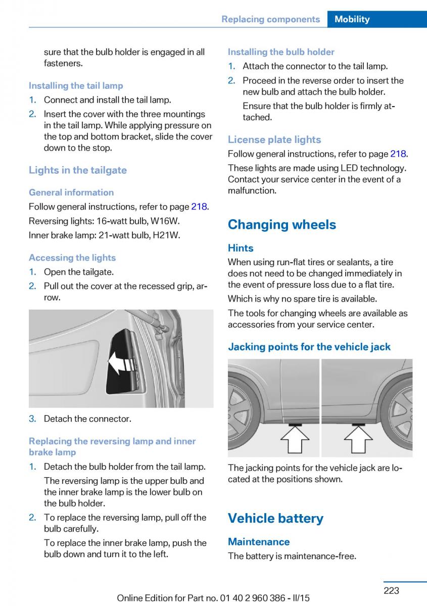 BMW X3 F25 owners manual / page 227