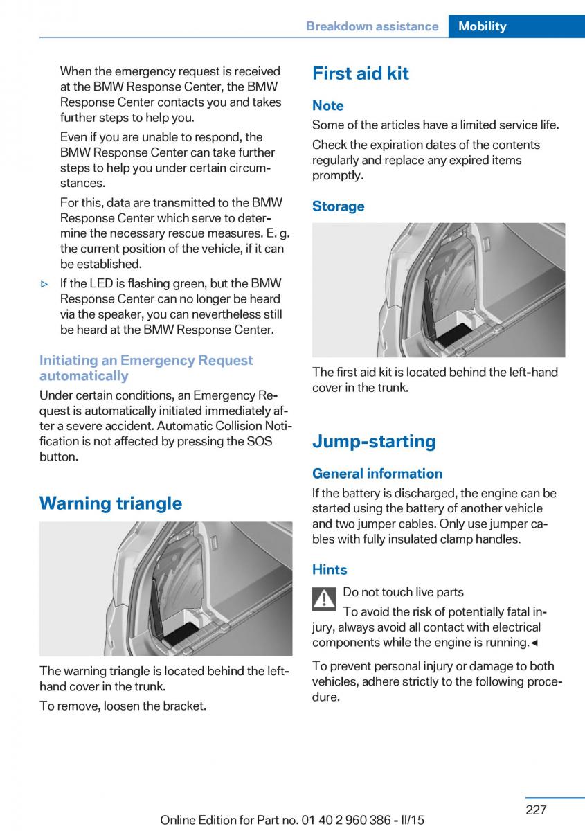 BMW X3 F25 owners manual / page 231