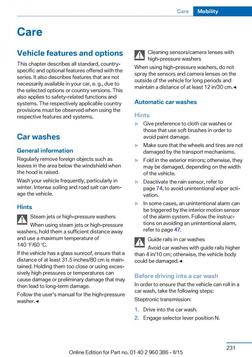 BMW X3 F25 owners manual / page 235