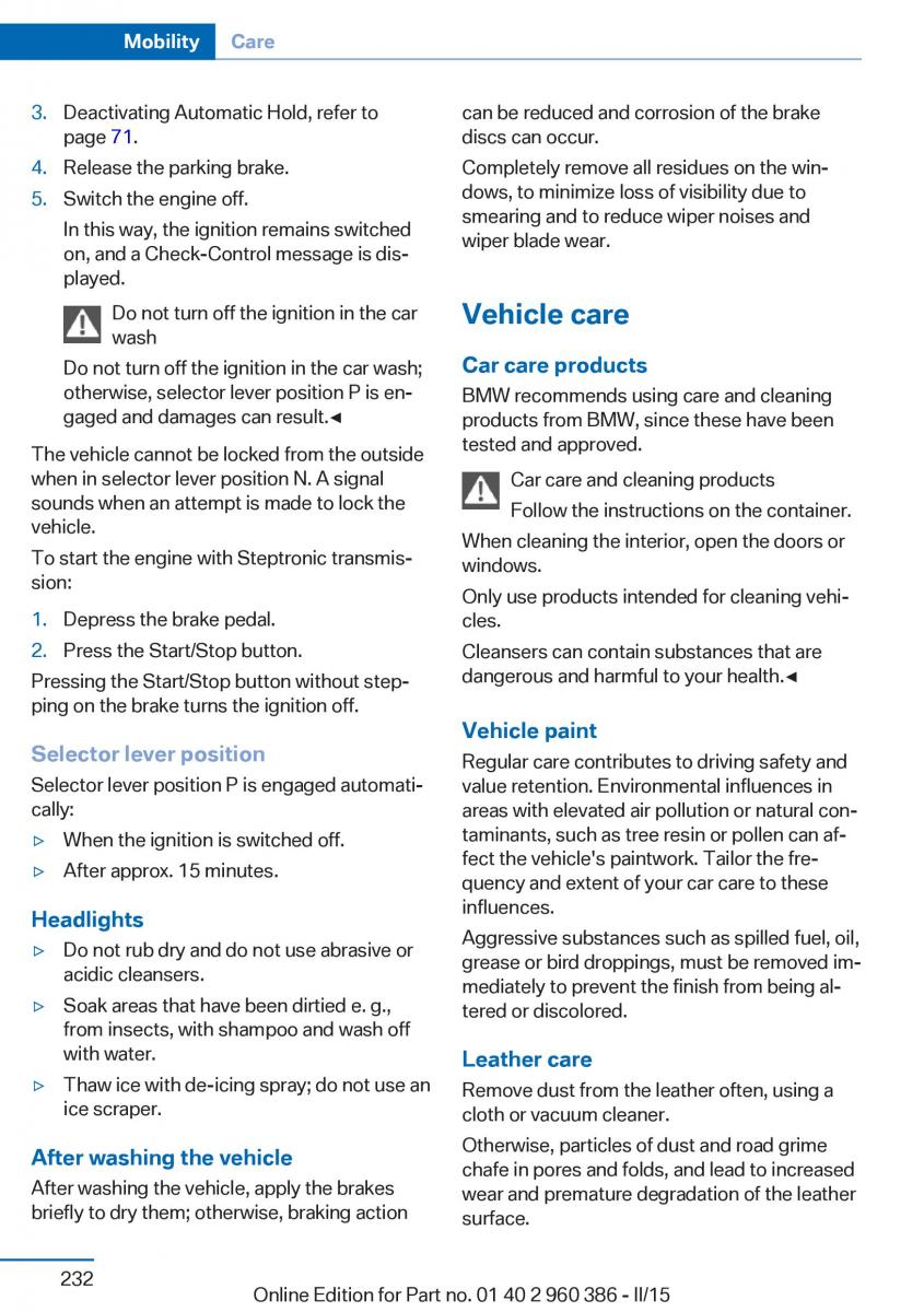 BMW X3 F25 owners manual / page 236