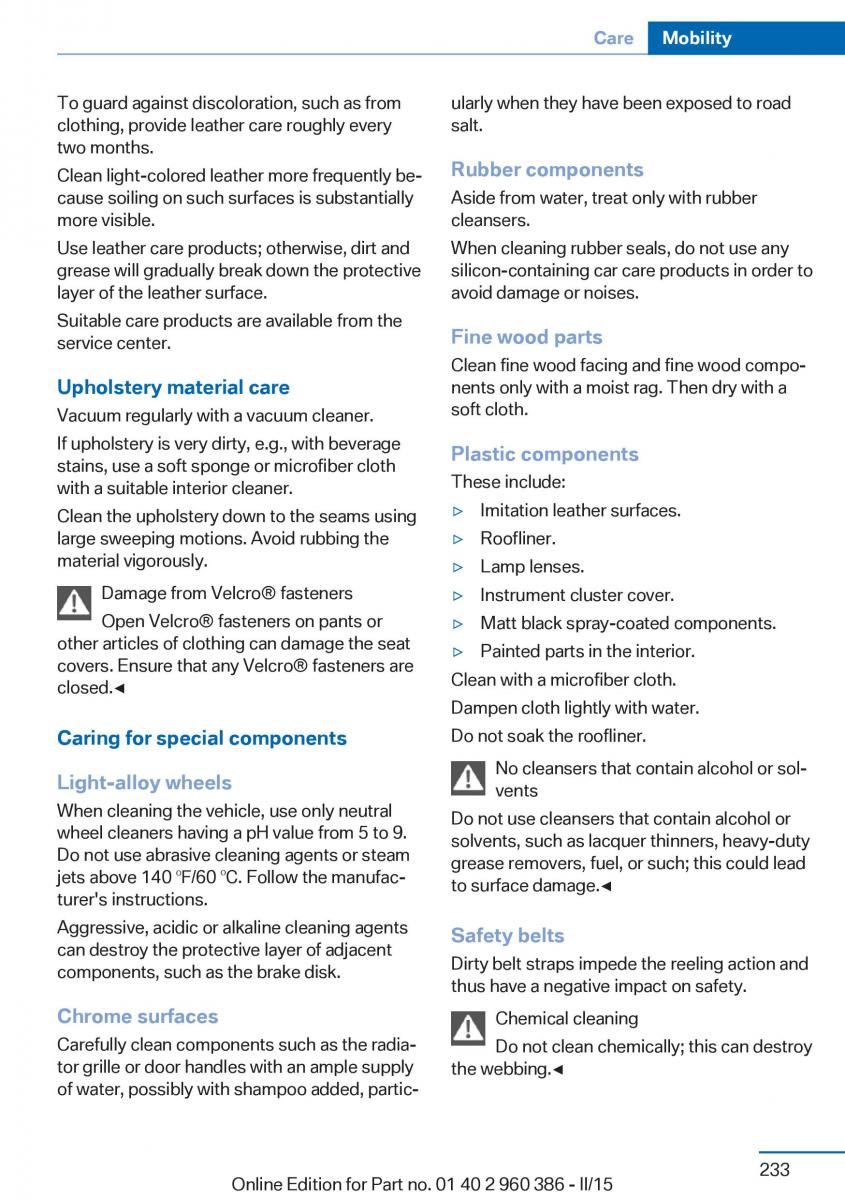 BMW X3 F25 owners manual / page 237