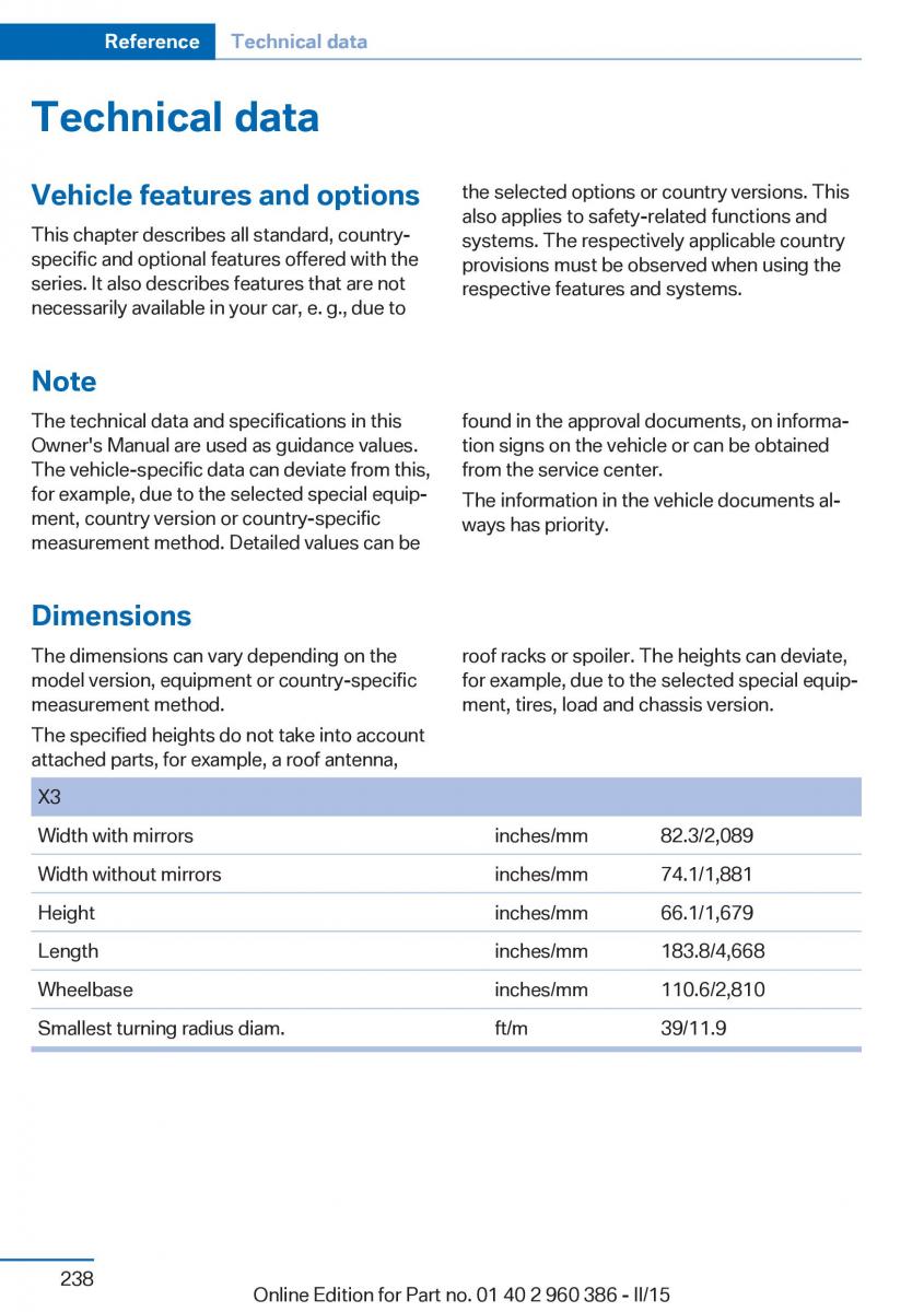 BMW X3 F25 owners manual / page 242