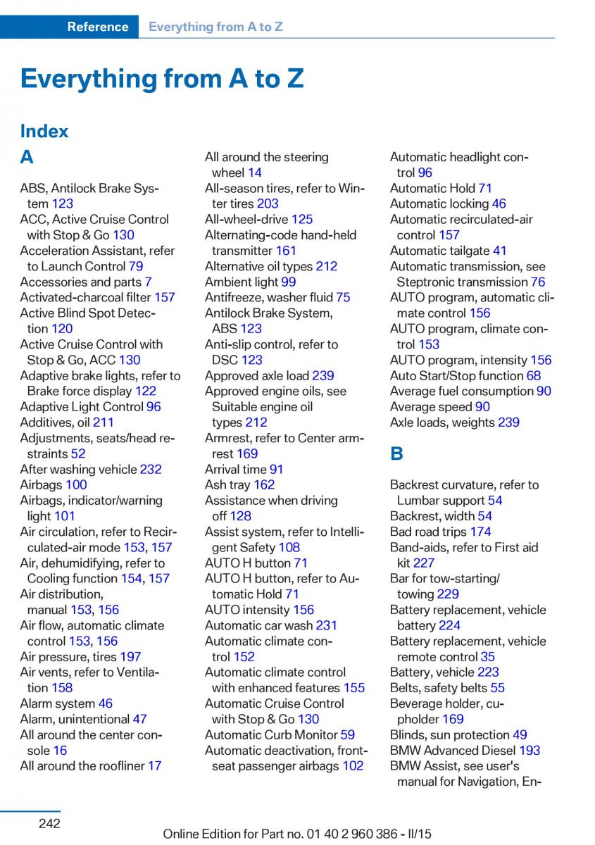 BMW X3 F25 owners manual / page 246