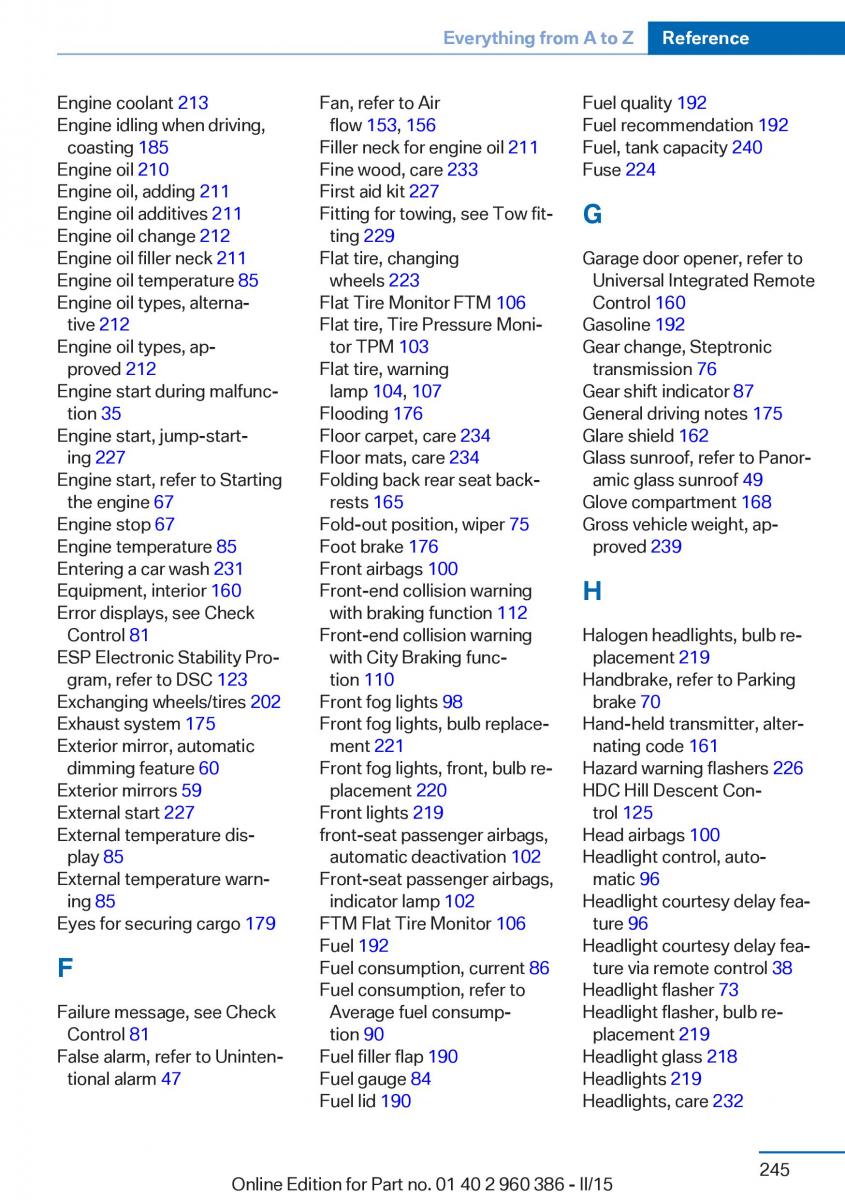 BMW X3 F25 owners manual / page 249