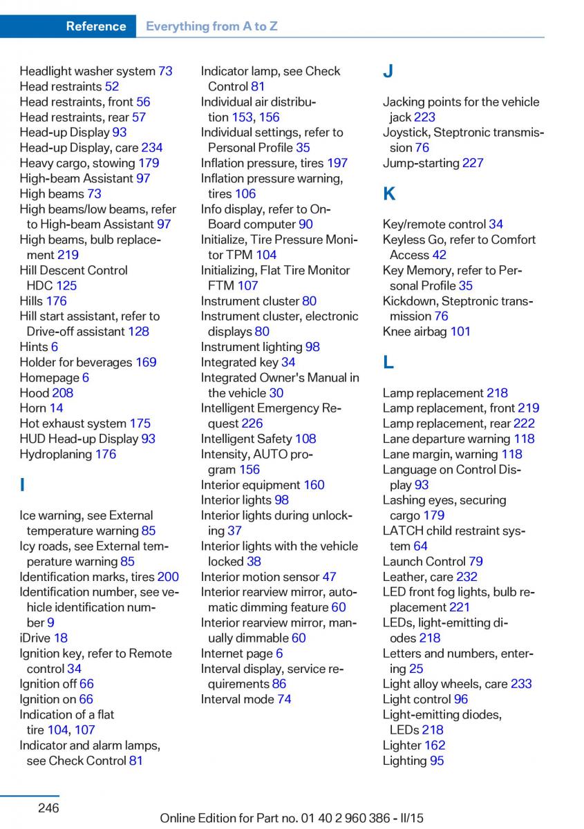 BMW X3 F25 owners manual / page 250