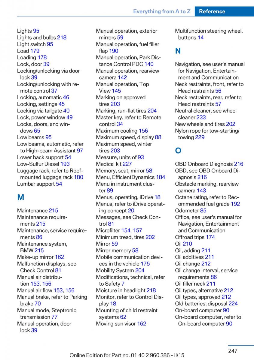 BMW X3 F25 owners manual / page 251