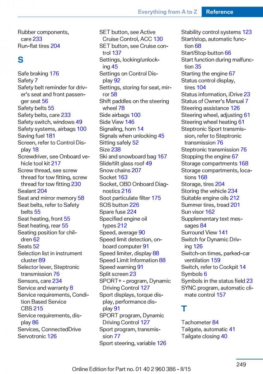 BMW X3 F25 owners manual / page 253