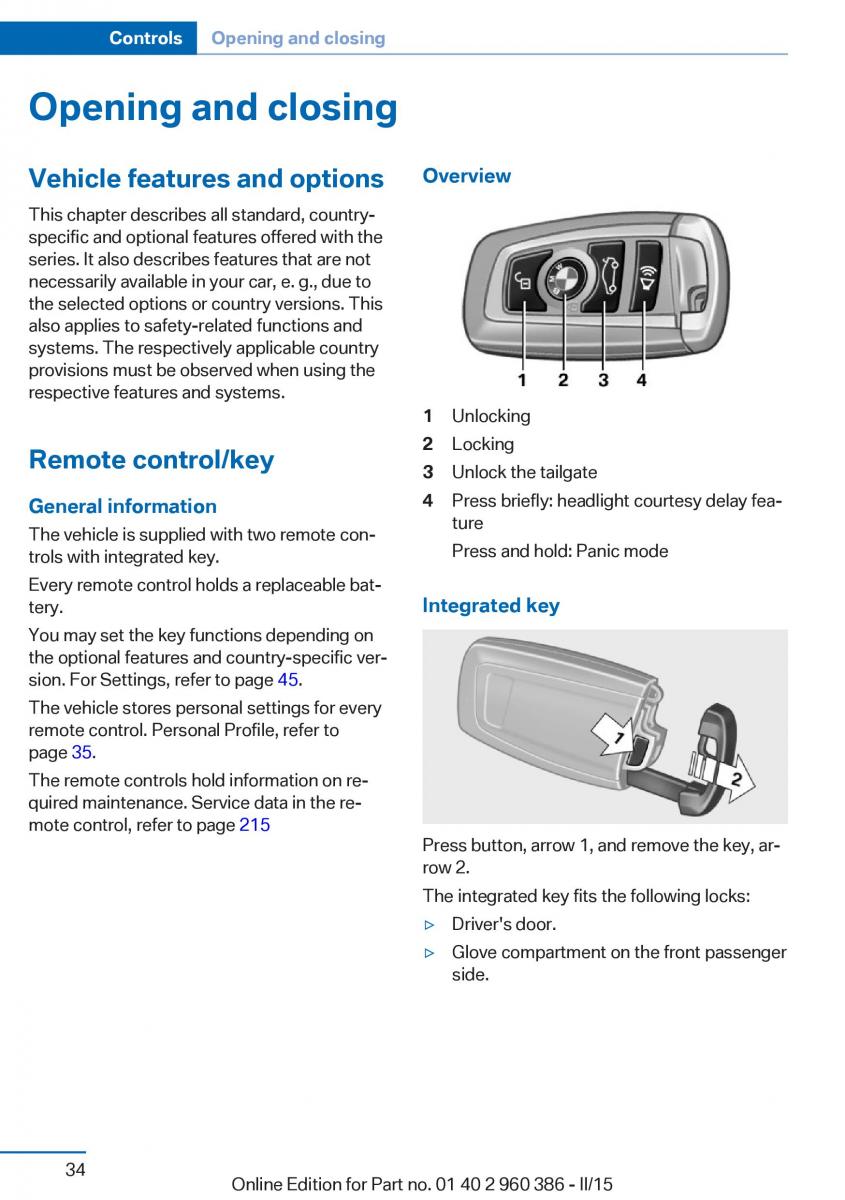 BMW X3 F25 owners manual / page 38