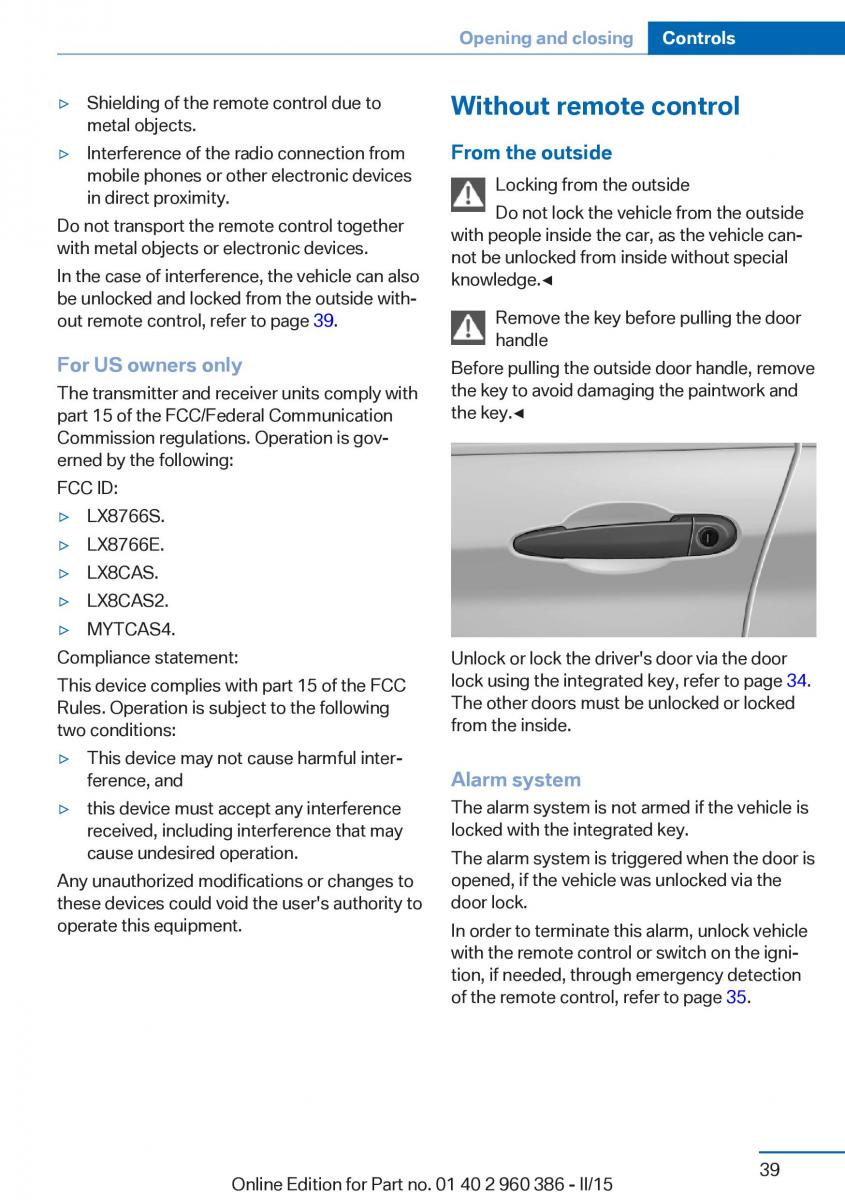 BMW X3 F25 owners manual / page 43