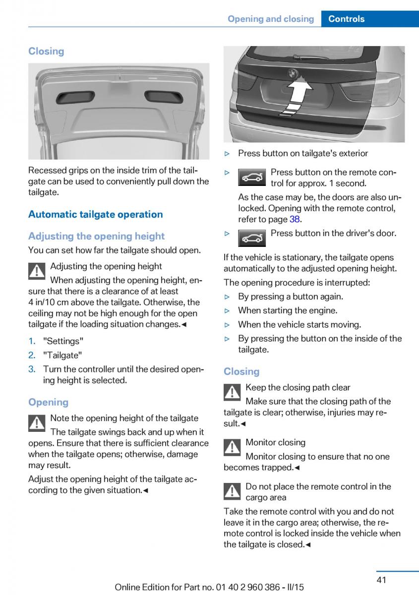 BMW X3 F25 owners manual / page 45