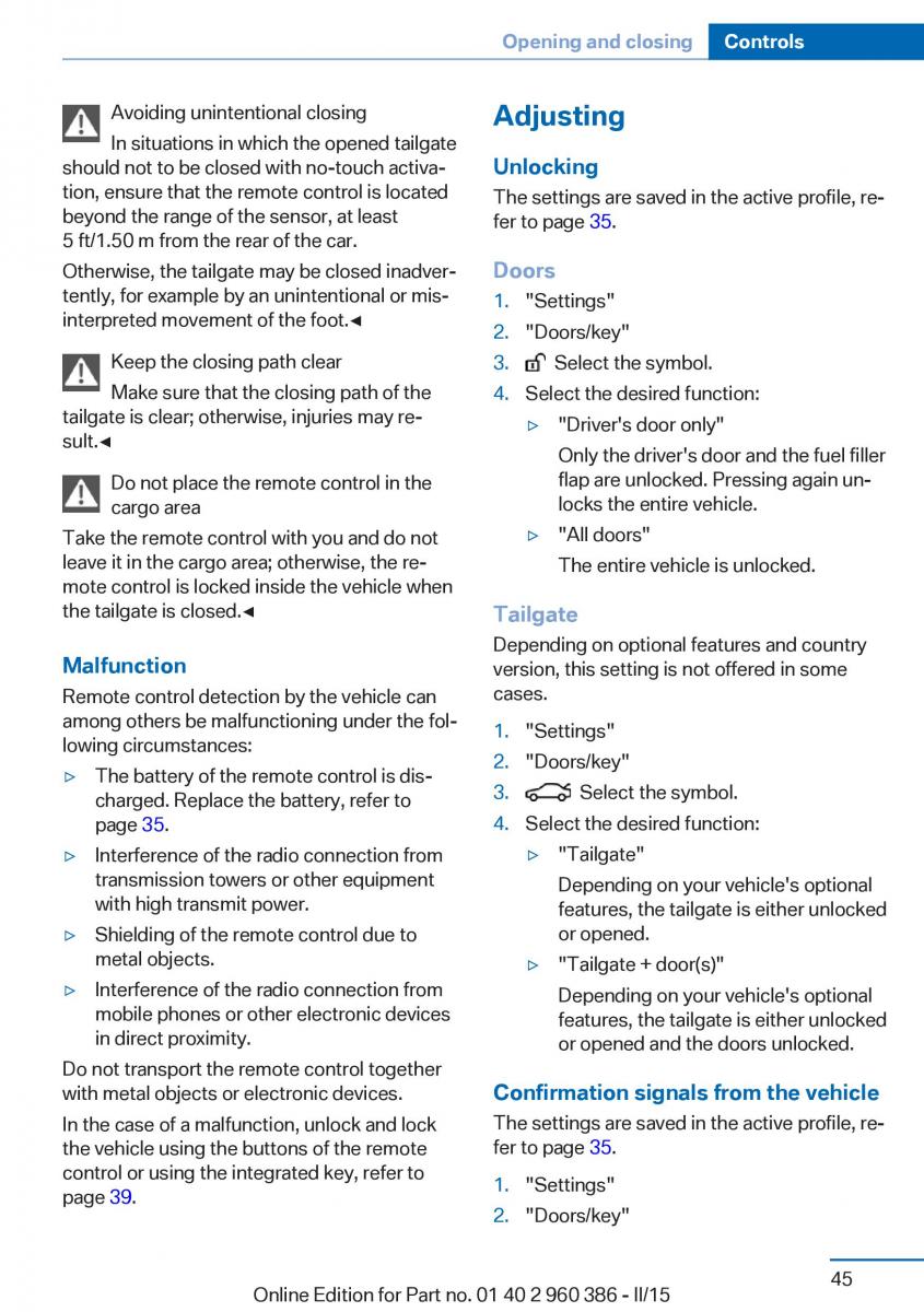 BMW X3 F25 owners manual / page 49