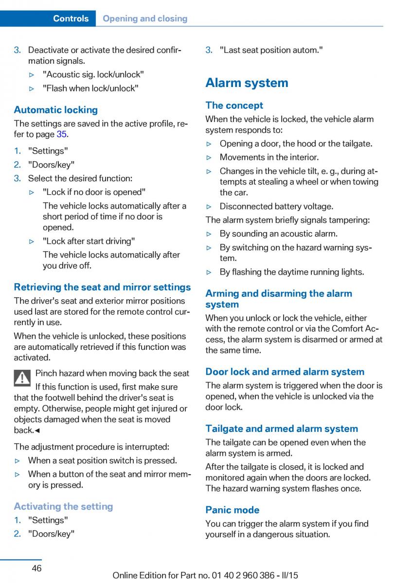 BMW X3 F25 owners manual / page 50