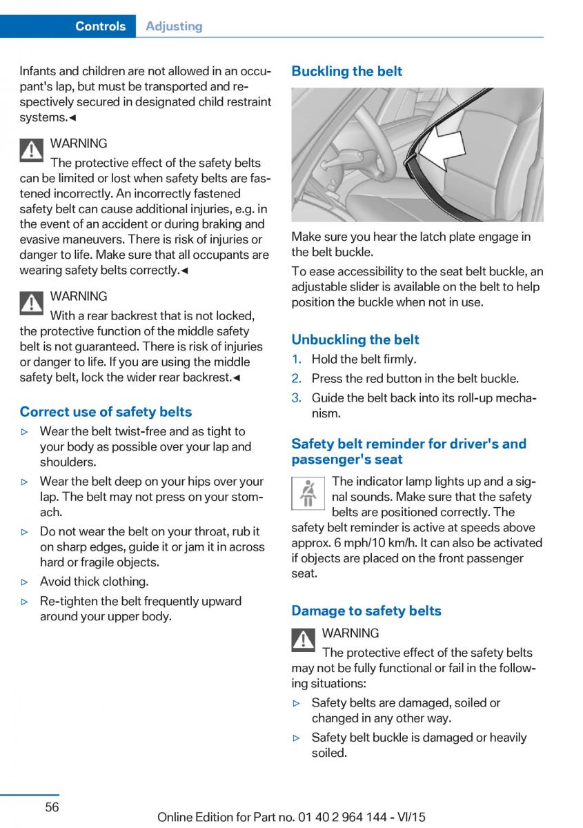 BMW X4 F26 owners manual / page 56