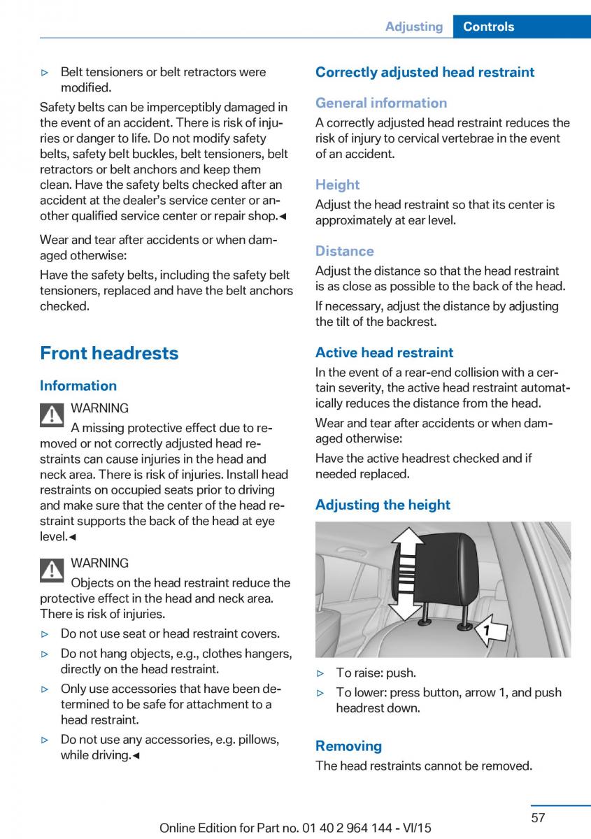 BMW X4 F26 owners manual / page 57