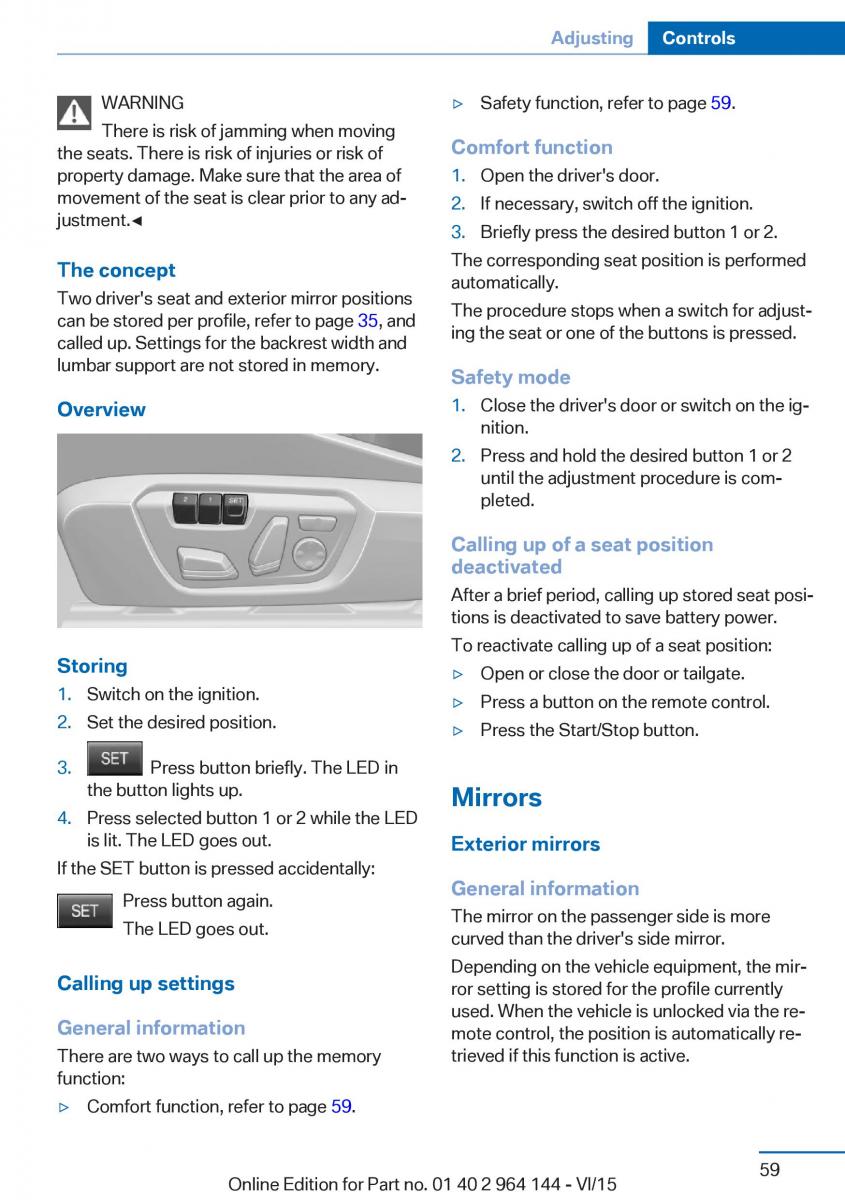 BMW X4 F26 owners manual / page 59