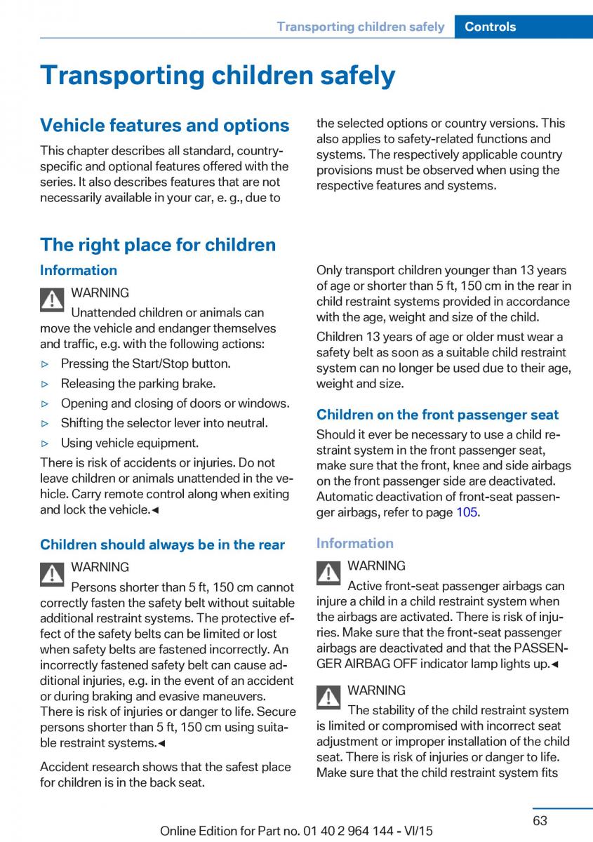 BMW X4 F26 owners manual / page 63