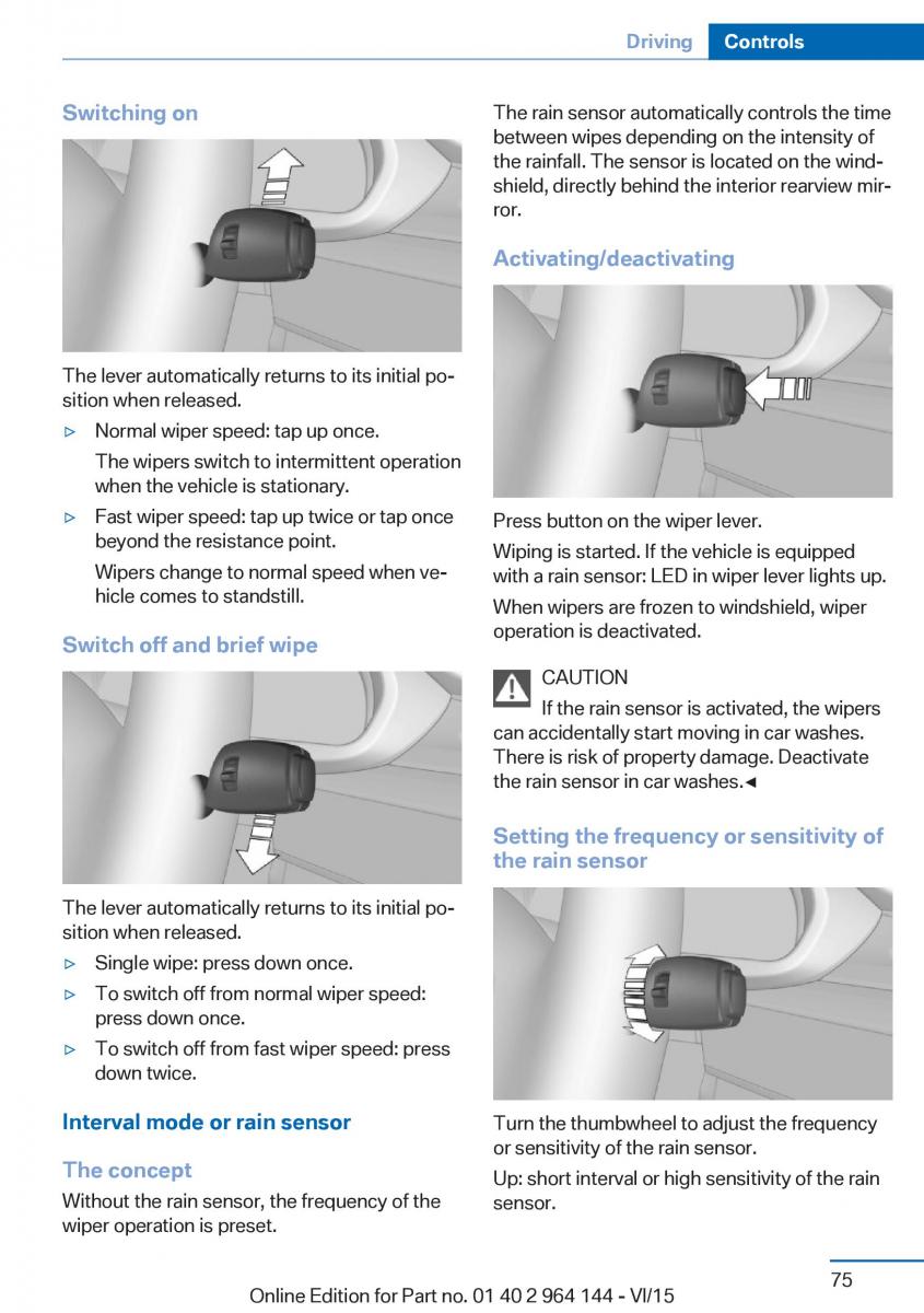 BMW X4 F26 owners manual / page 75