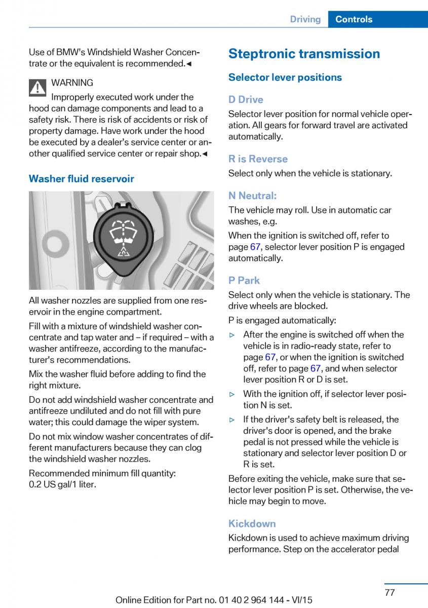 BMW X4 F26 owners manual / page 77