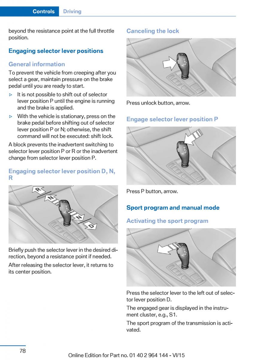 BMW X4 F26 owners manual / page 78