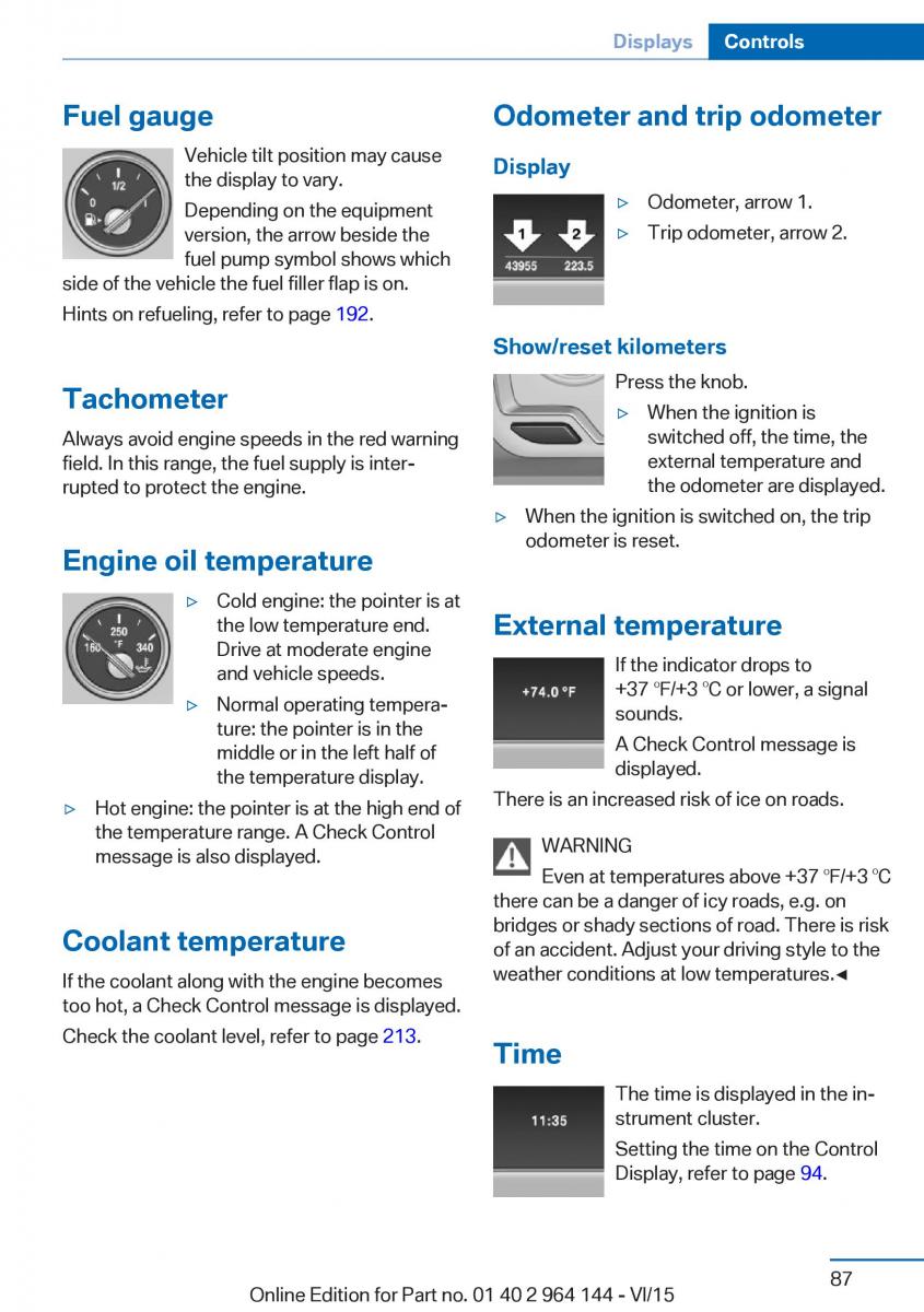 BMW X4 F26 owners manual / page 87