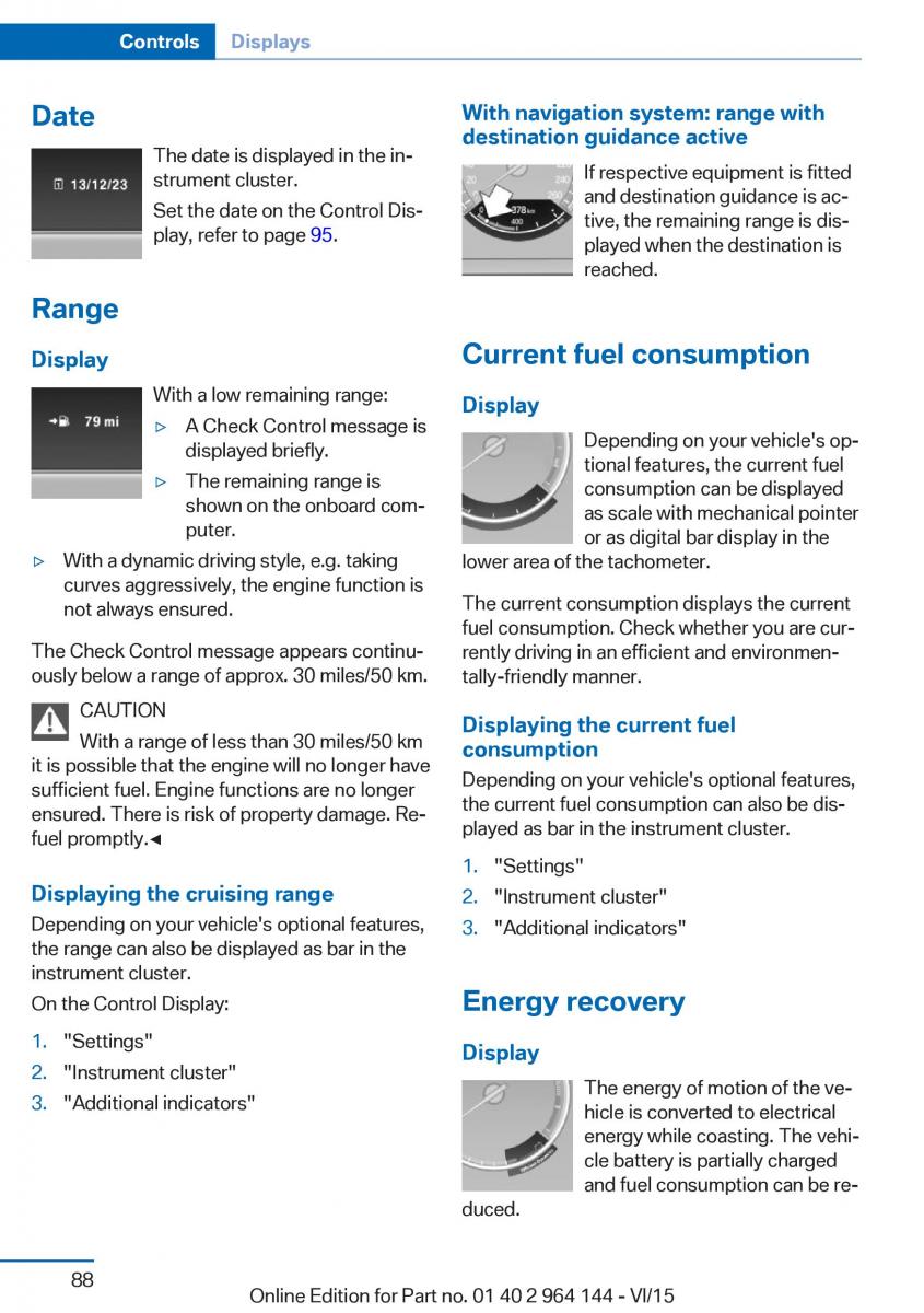 BMW X4 F26 owners manual / page 88