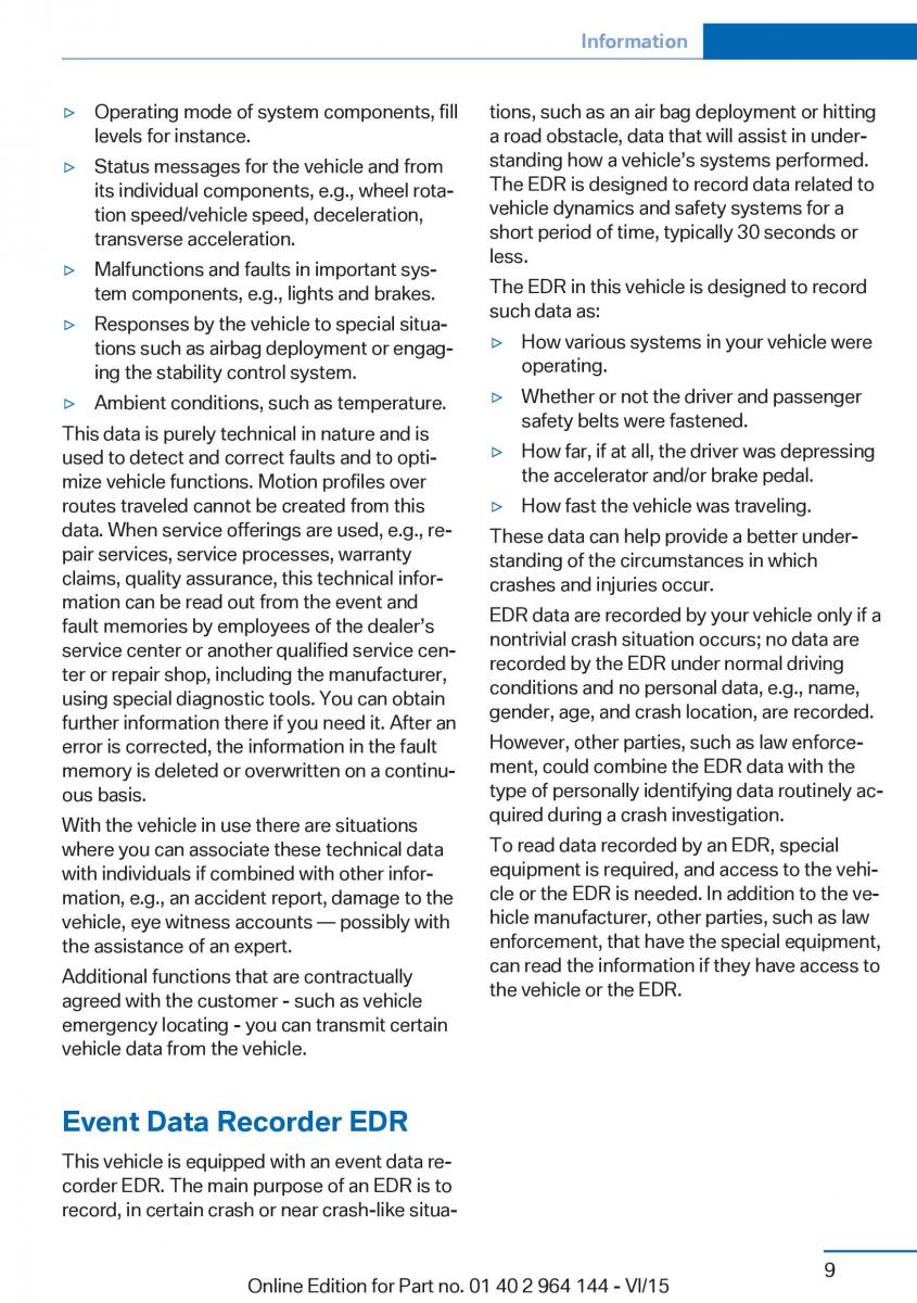 BMW X4 F26 owners manual / page 9