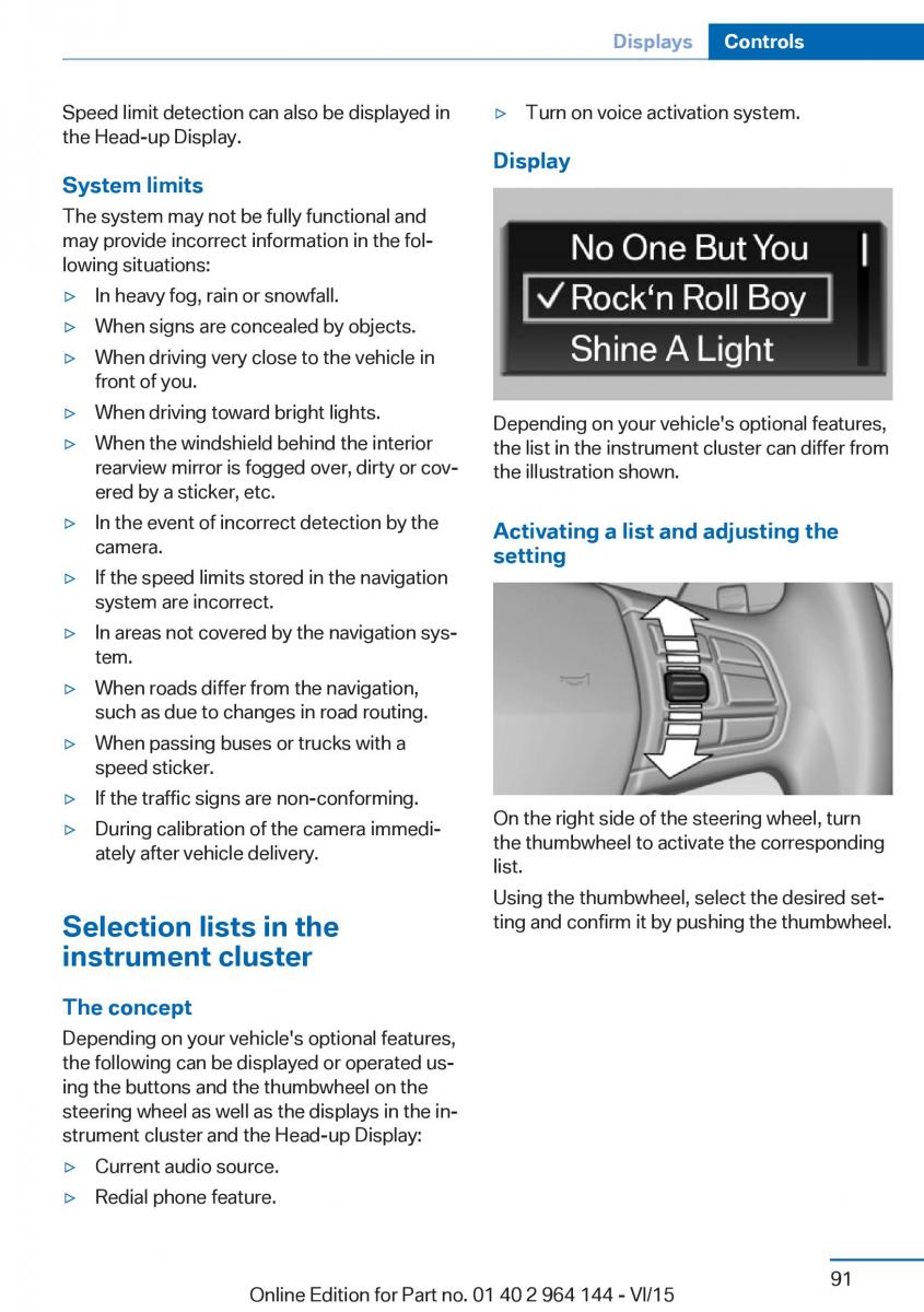 BMW X4 F26 owners manual / page 91