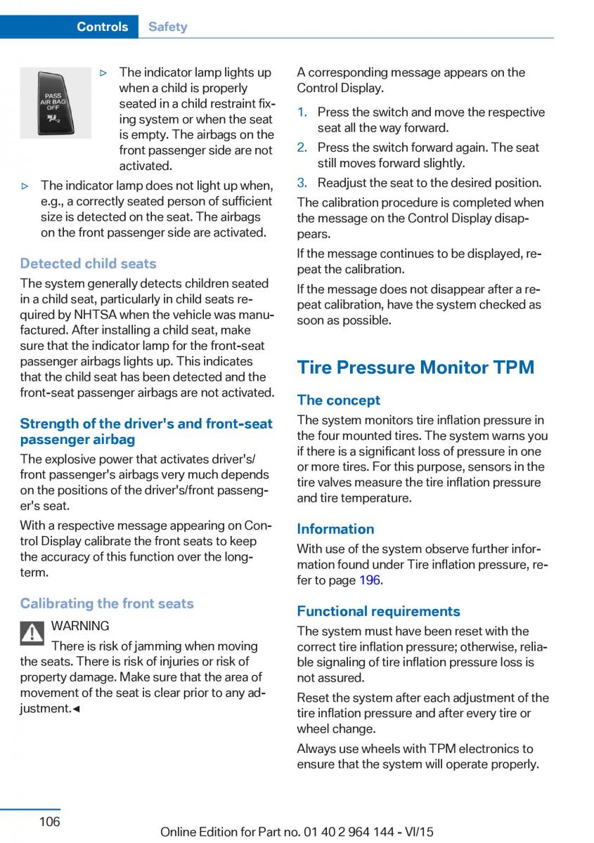 BMW X4 F26 owners manual / page 106