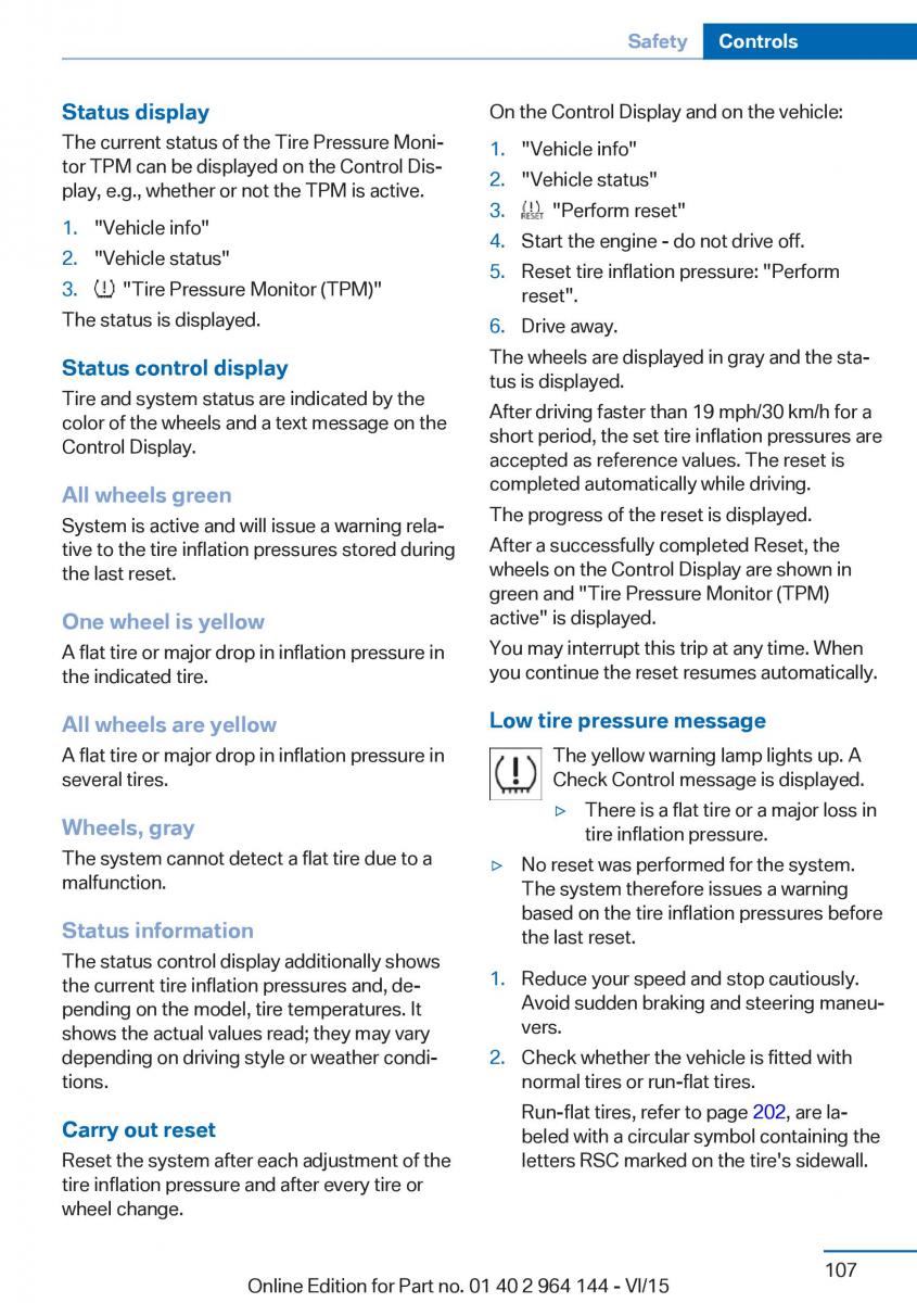 BMW X4 F26 owners manual / page 107