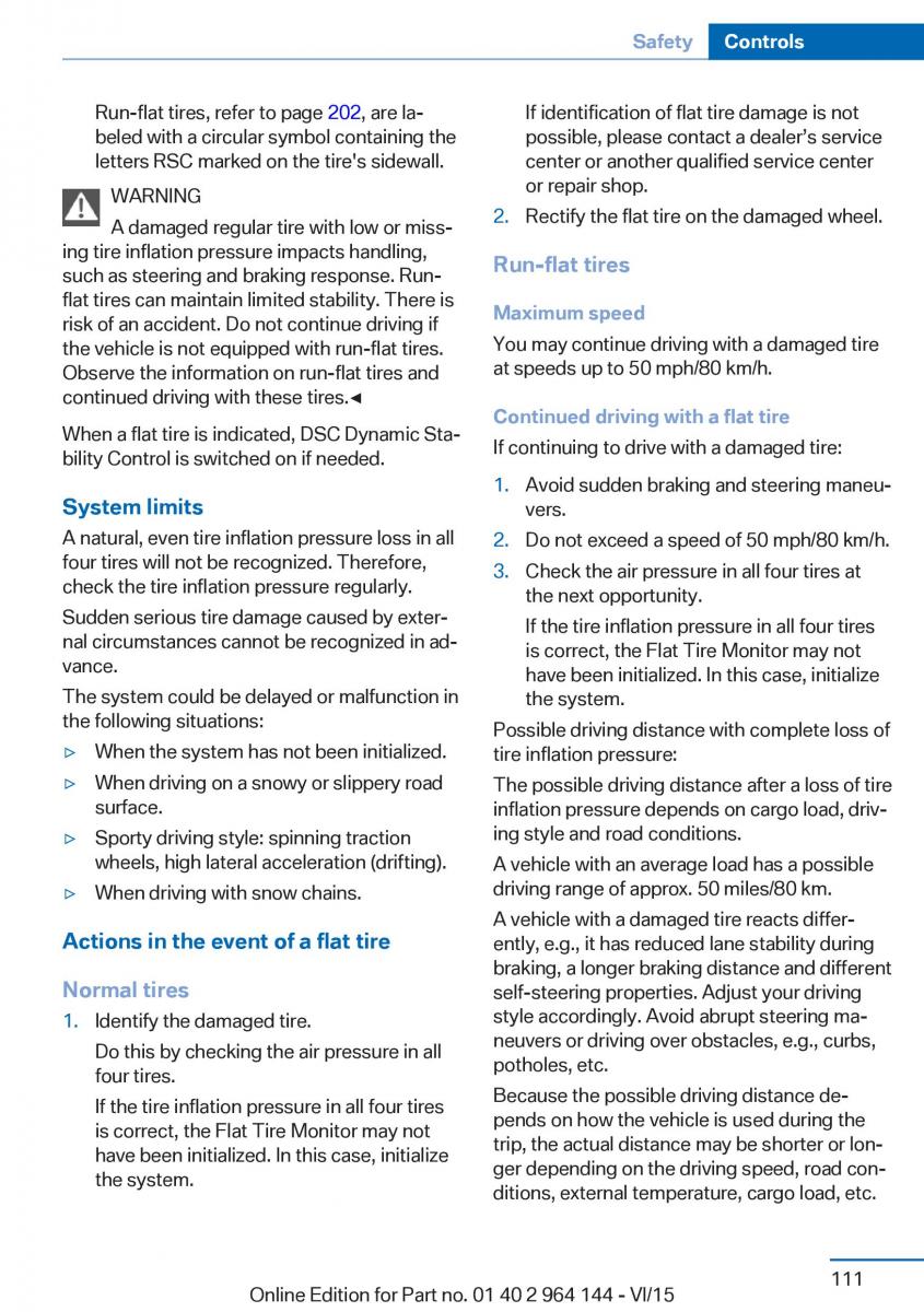 BMW X4 F26 owners manual / page 111