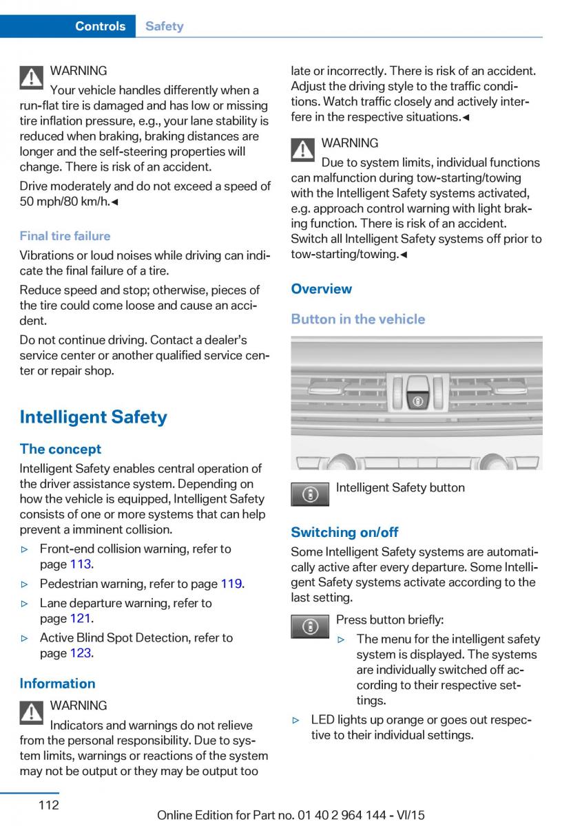 BMW X4 F26 owners manual / page 112