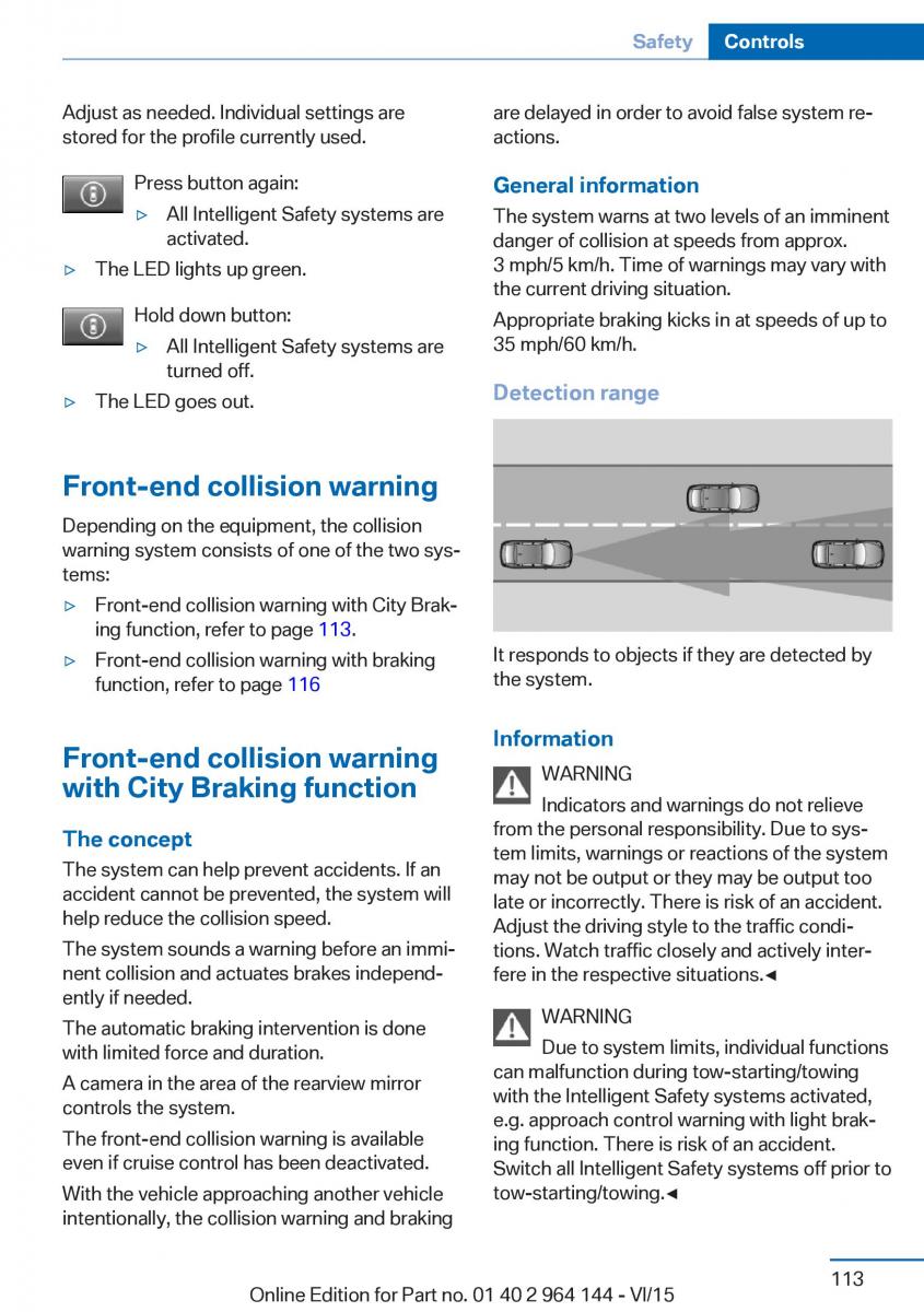 BMW X4 F26 owners manual / page 113