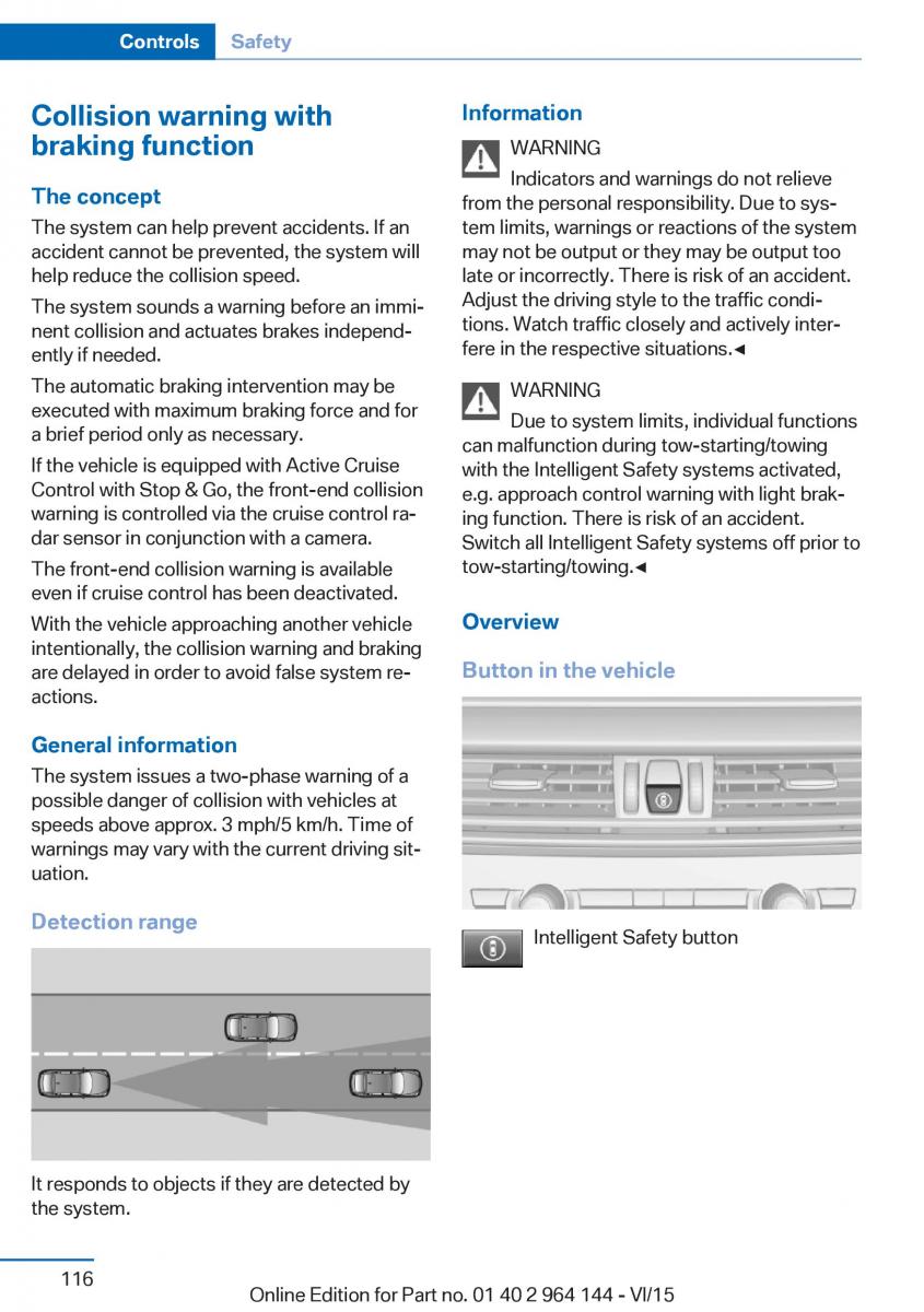 BMW X4 F26 owners manual / page 116