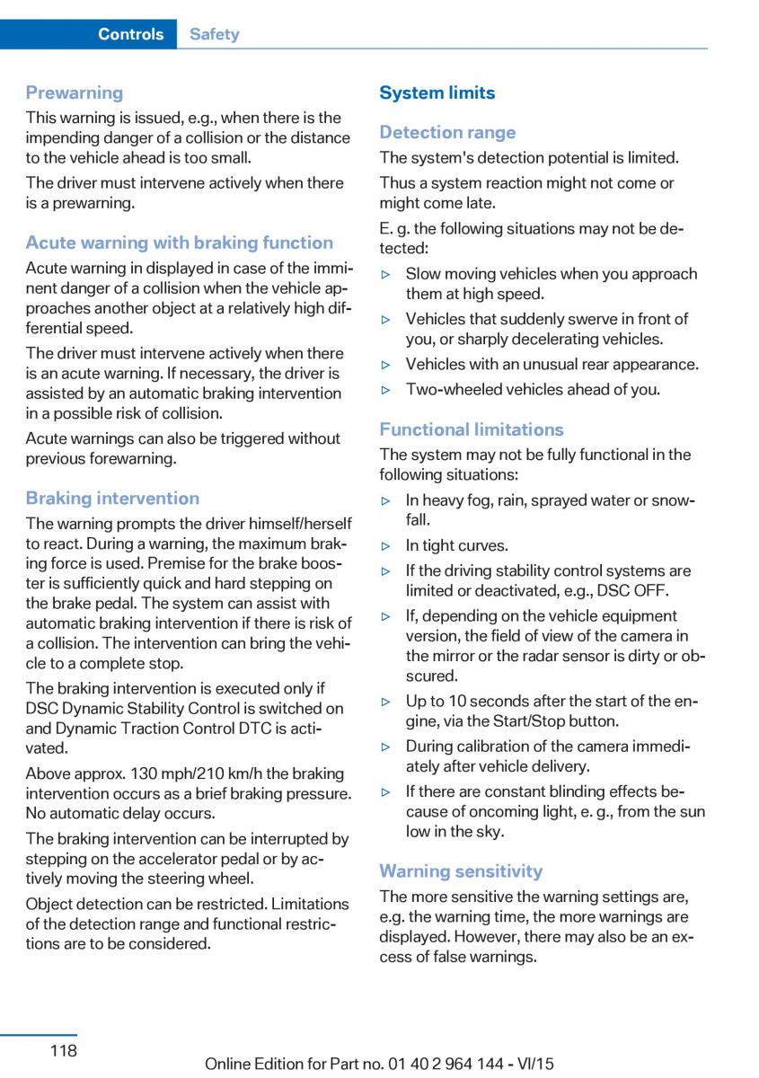 BMW X4 F26 owners manual / page 118