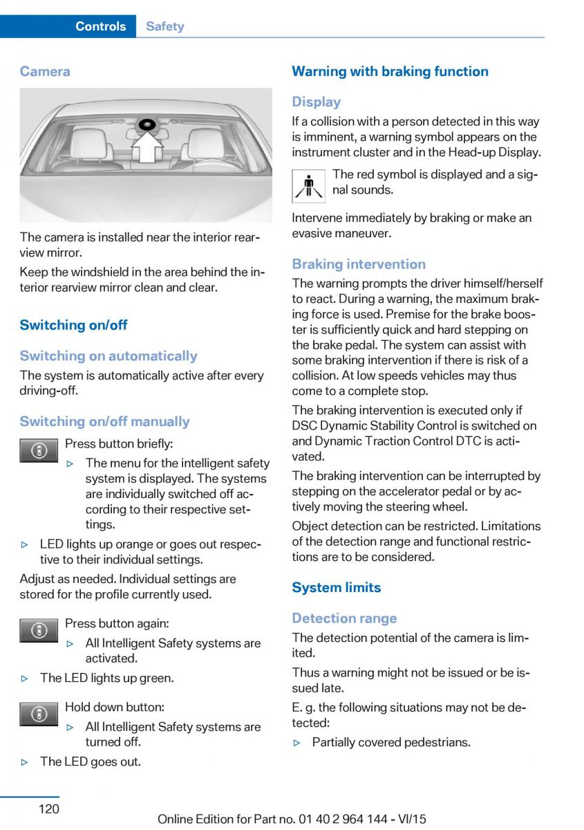 BMW X4 F26 owners manual / page 120