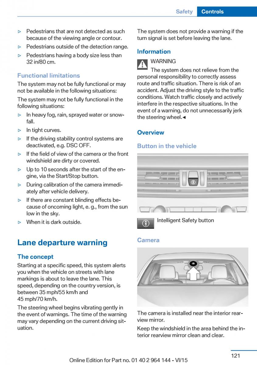 BMW X4 F26 owners manual / page 121