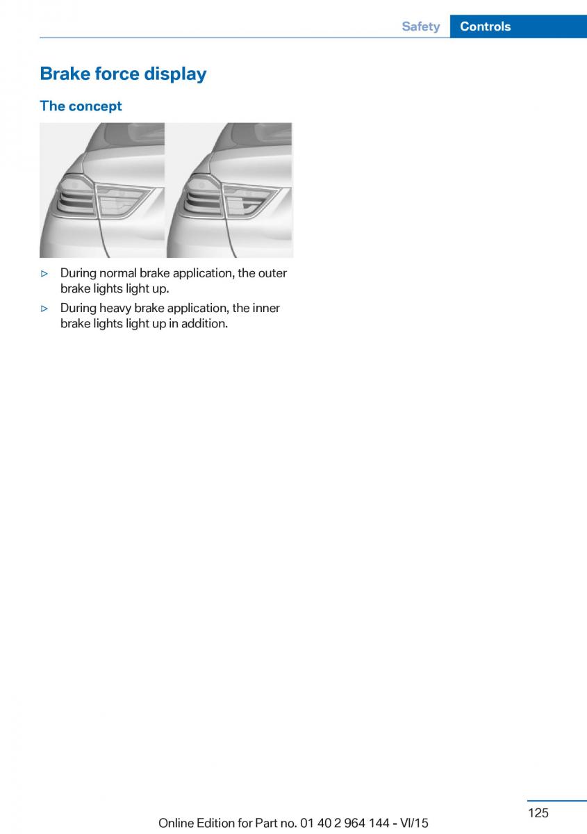 BMW X4 F26 owners manual / page 125