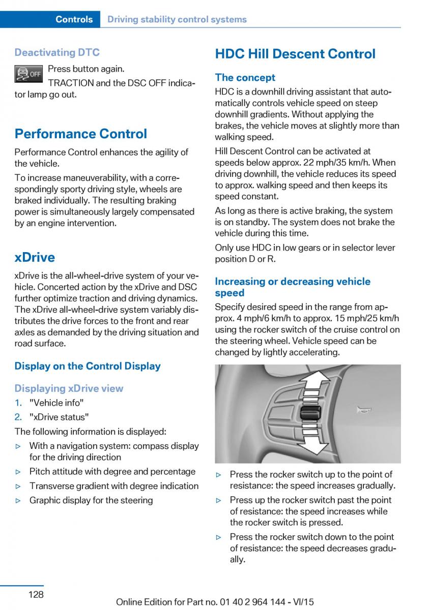 BMW X4 F26 owners manual / page 128