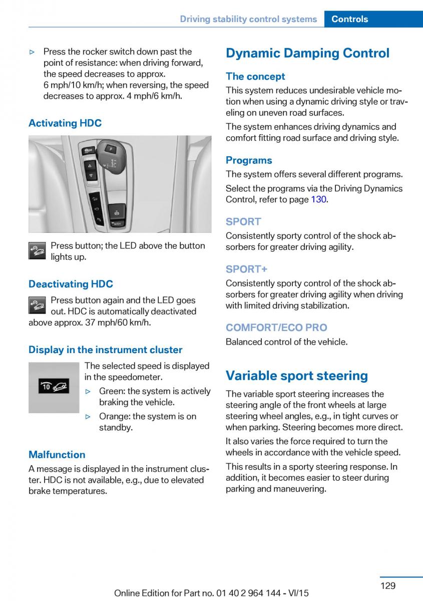 BMW X4 F26 owners manual / page 129