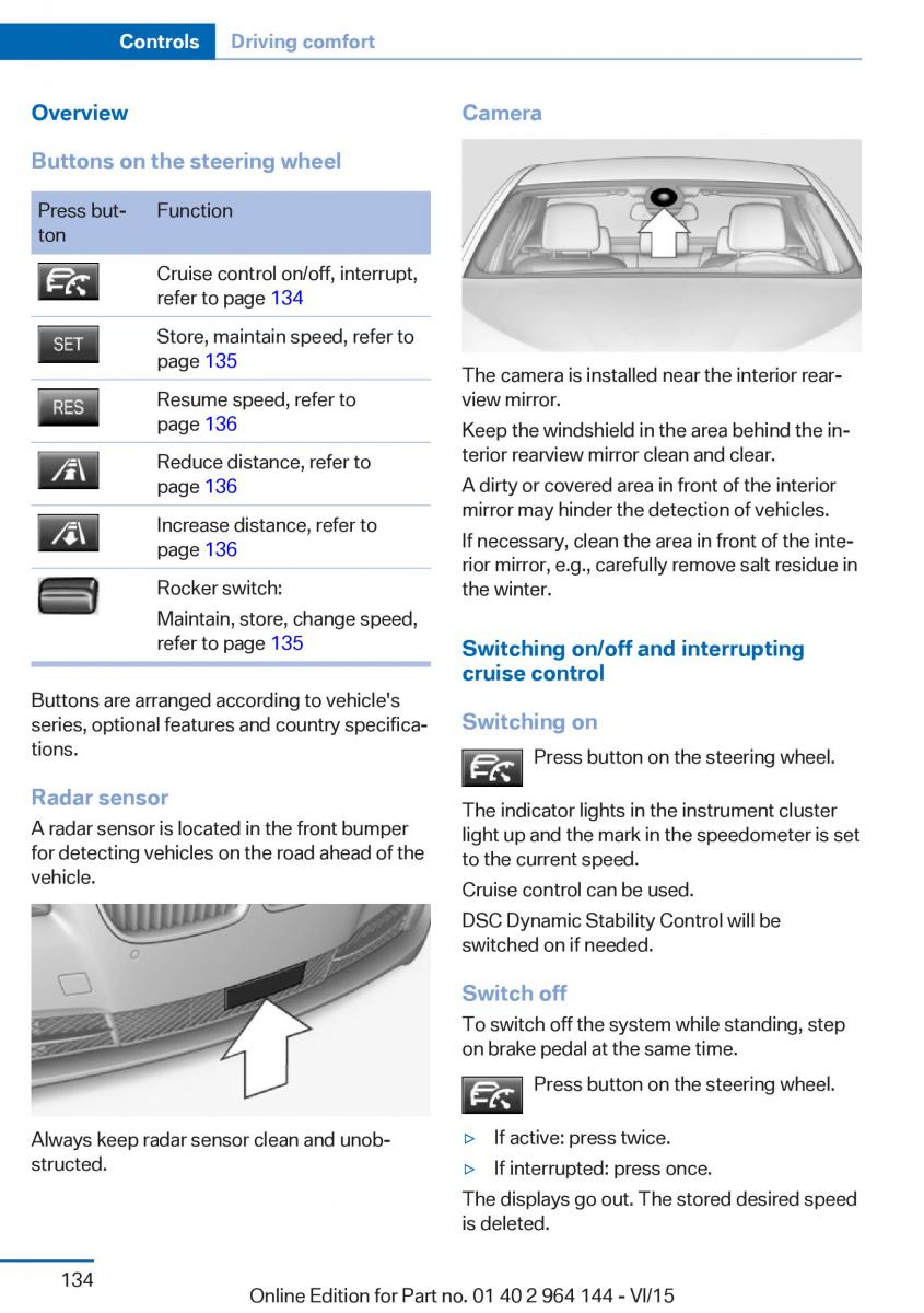 BMW X4 F26 owners manual / page 134