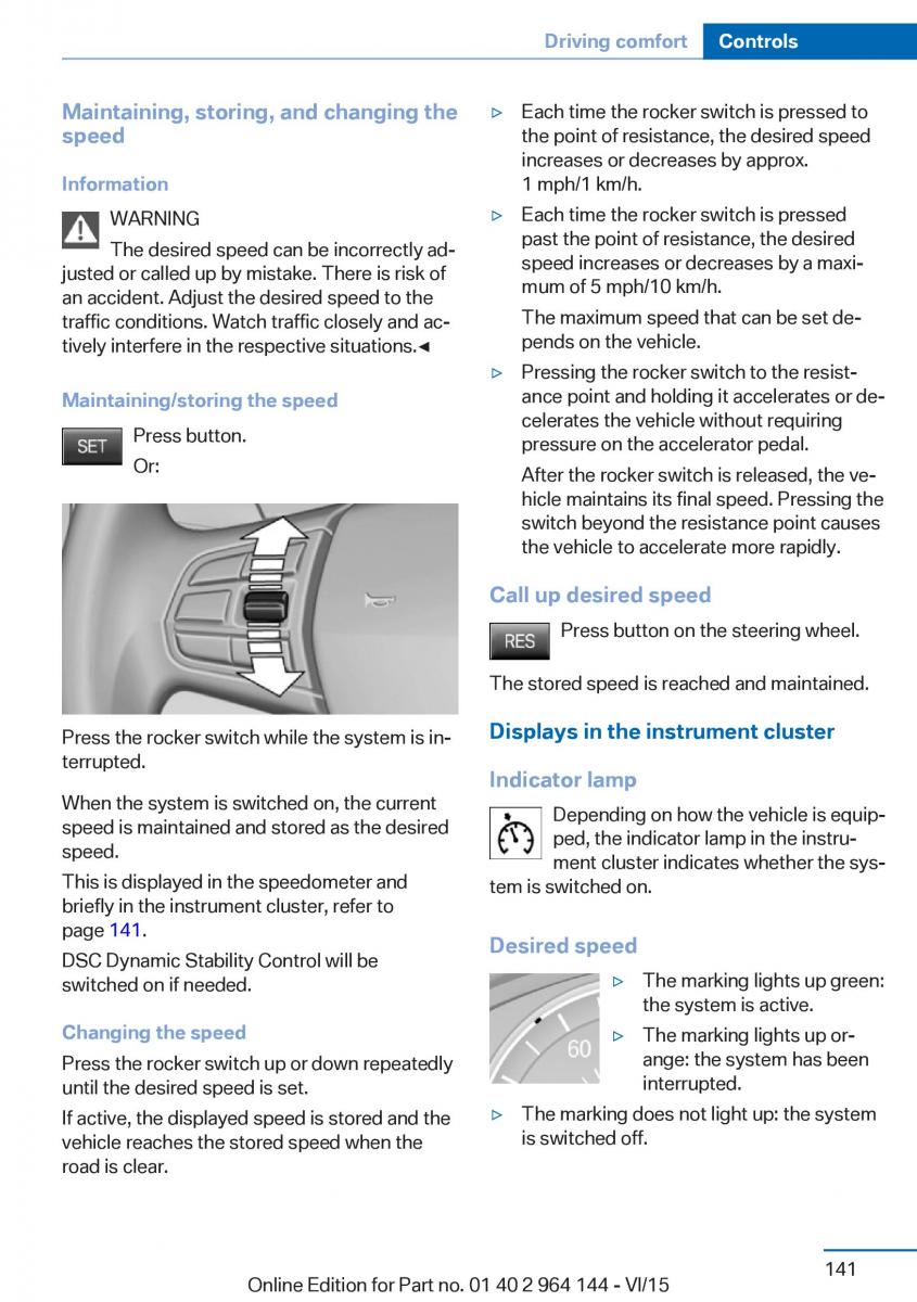 BMW X4 F26 owners manual / page 141