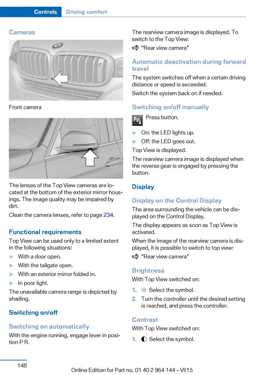 BMW X4 F26 owners manual / page 148