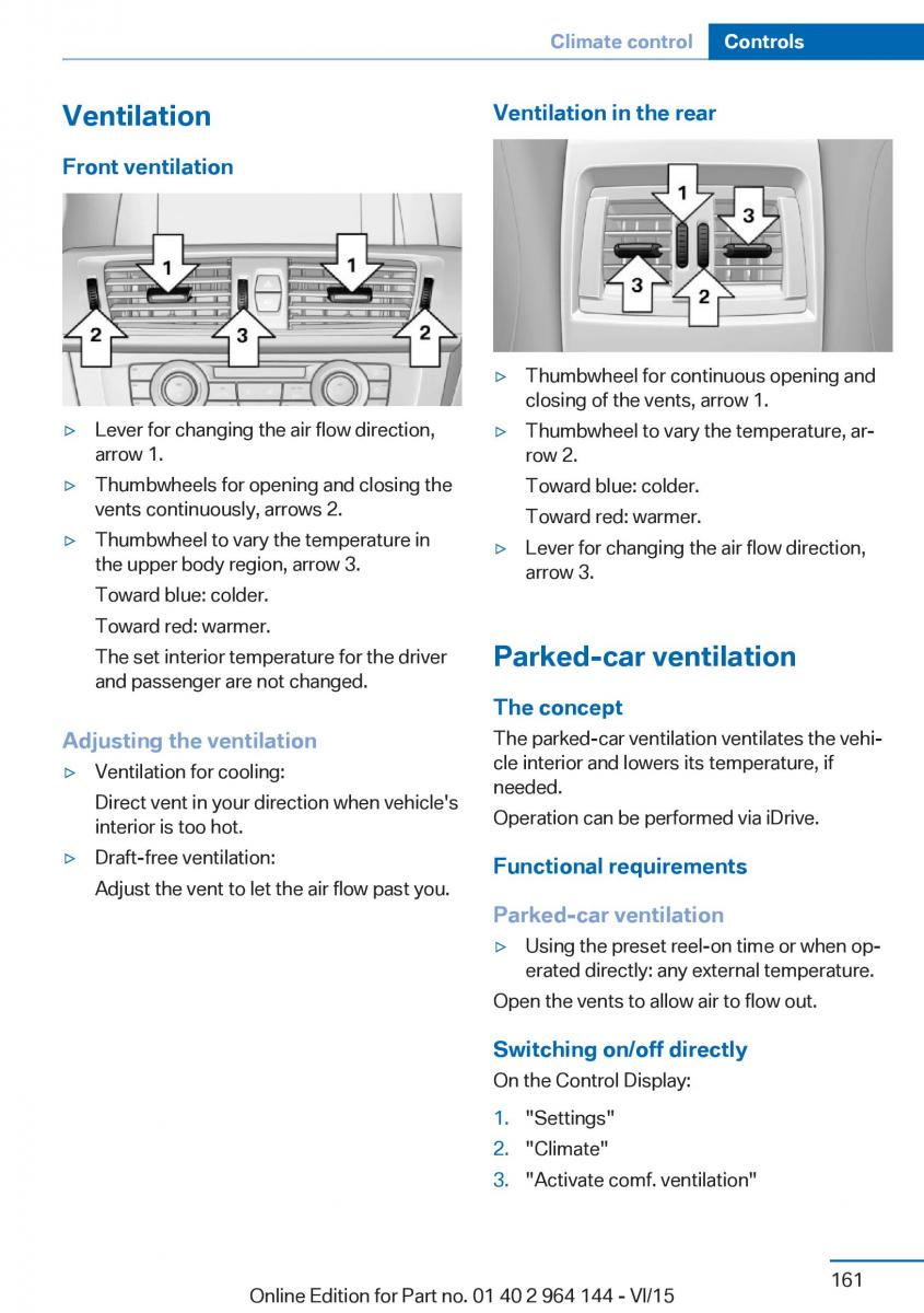 BMW X4 F26 owners manual / page 161