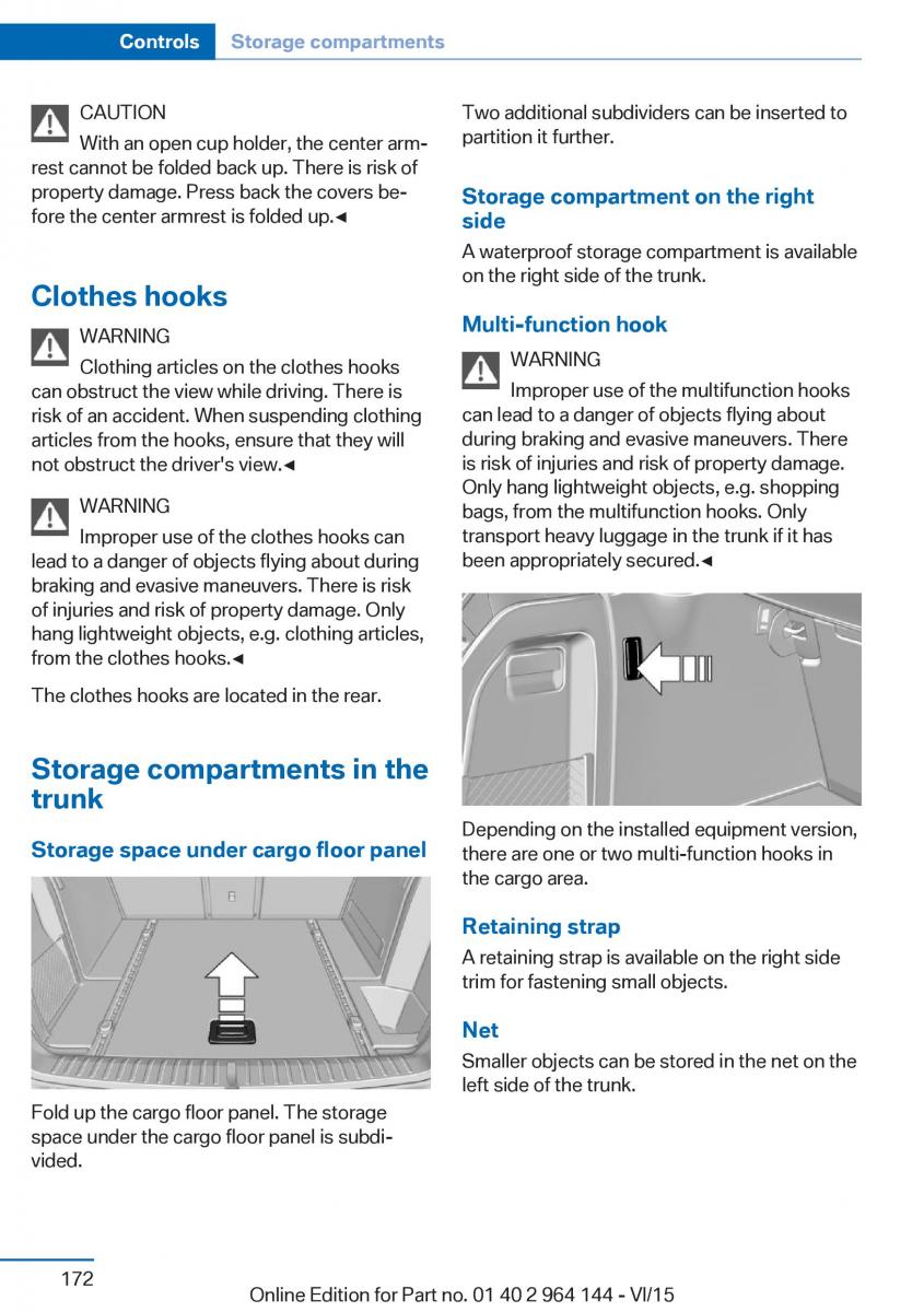 BMW X4 F26 owners manual / page 172