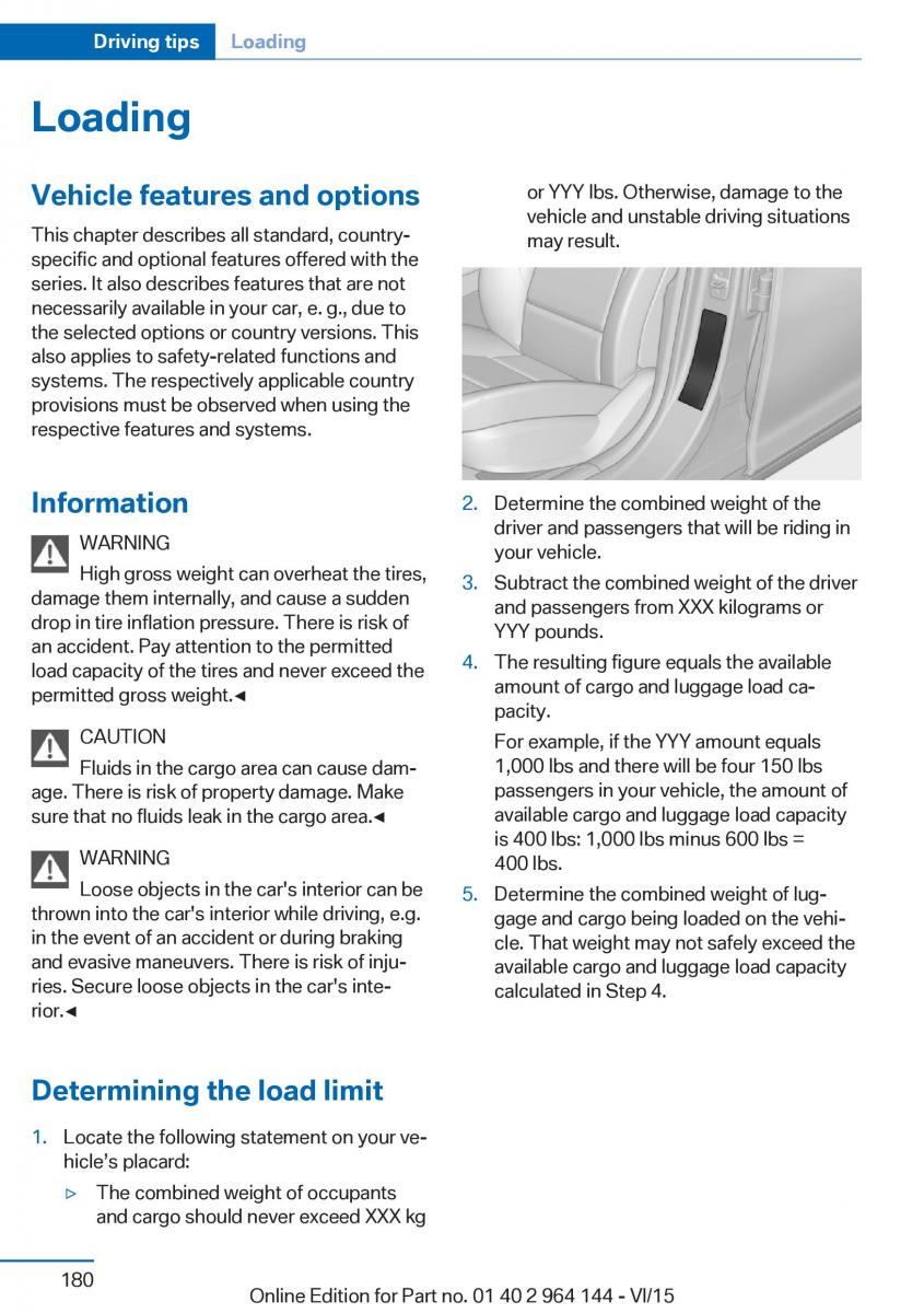 BMW X4 F26 owners manual / page 180