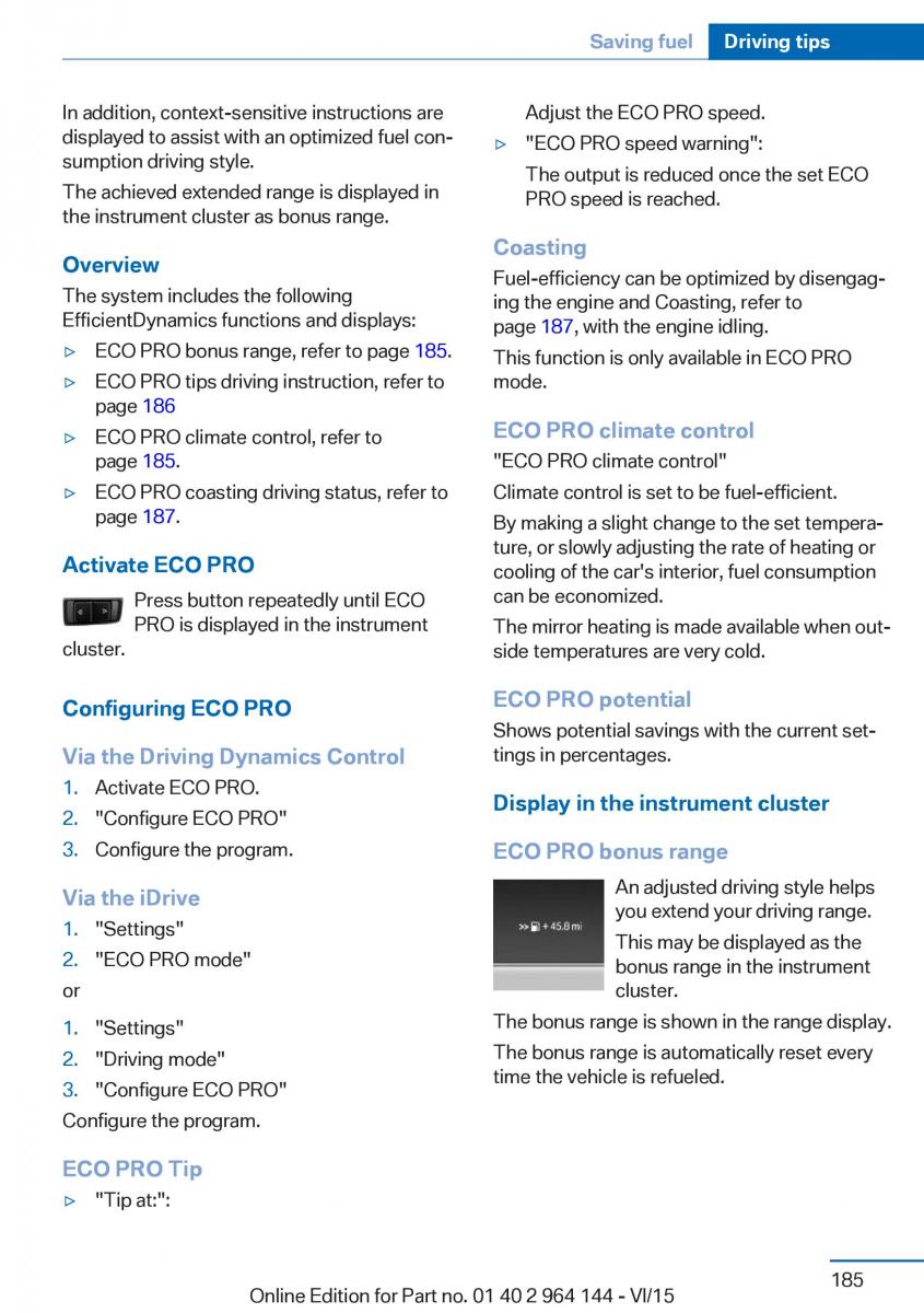 BMW X4 F26 owners manual / page 185