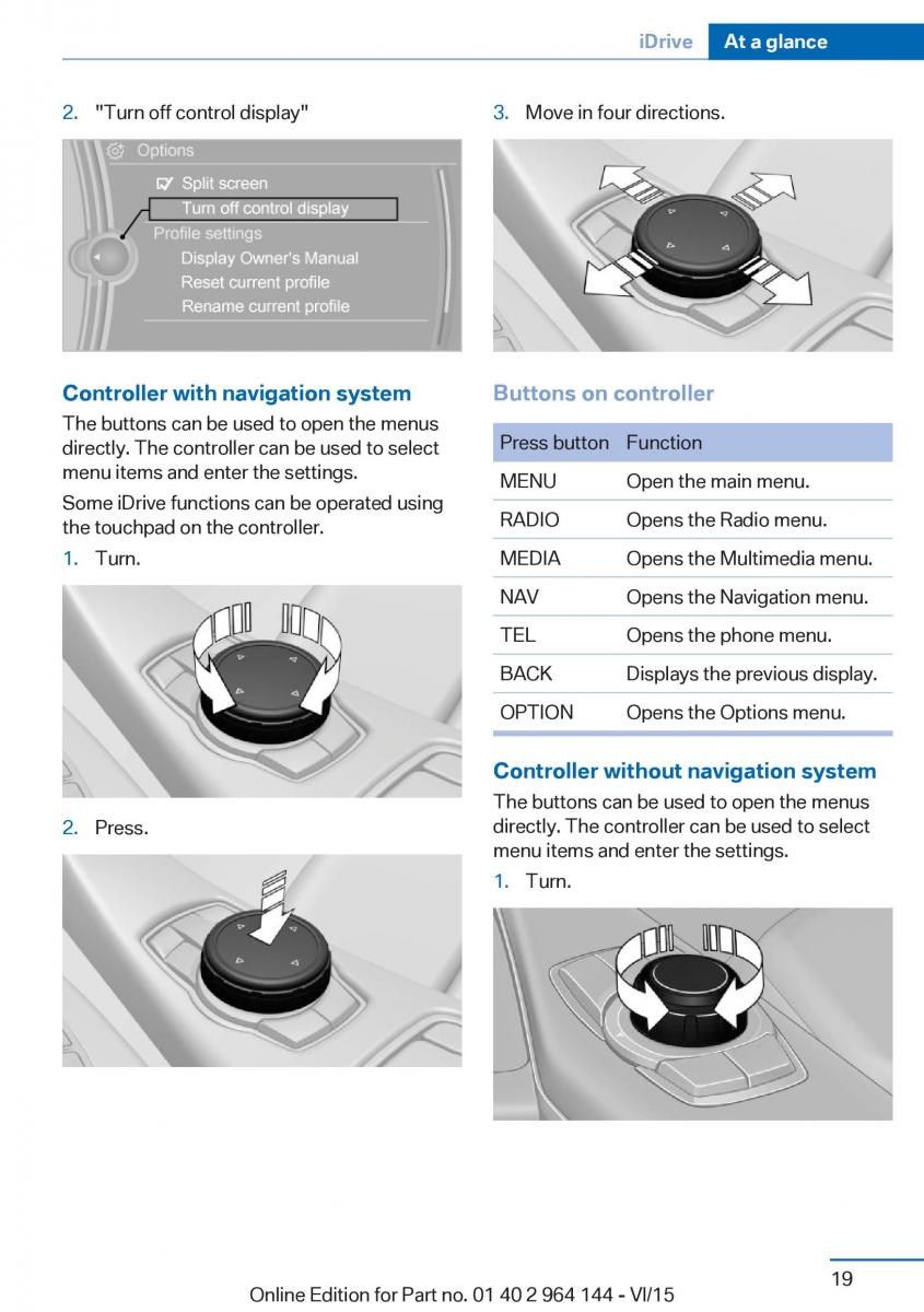 BMW X4 F26 owners manual / page 19