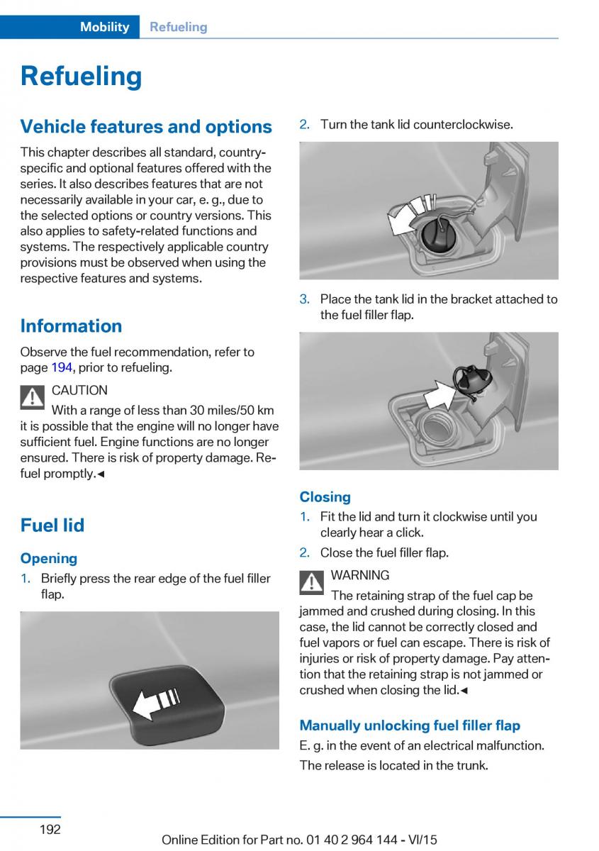 BMW X4 F26 owners manual / page 192