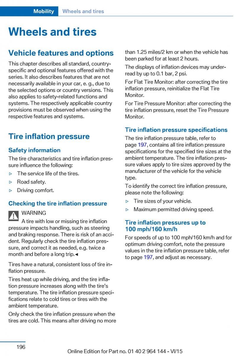 BMW X4 F26 owners manual / page 196