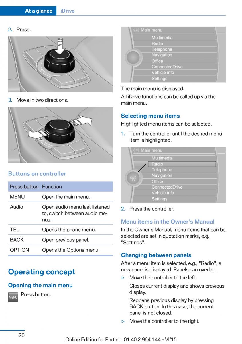 BMW X4 F26 owners manual / page 20